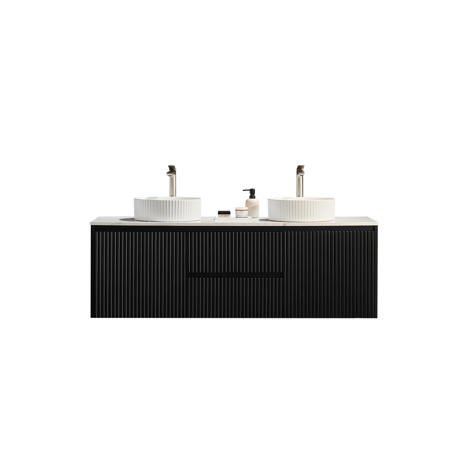 Brindabella Wall Hung Vanity (Middle Drawers) 1500mm (Single/Double Bowl) (Matte Black) Poseidon