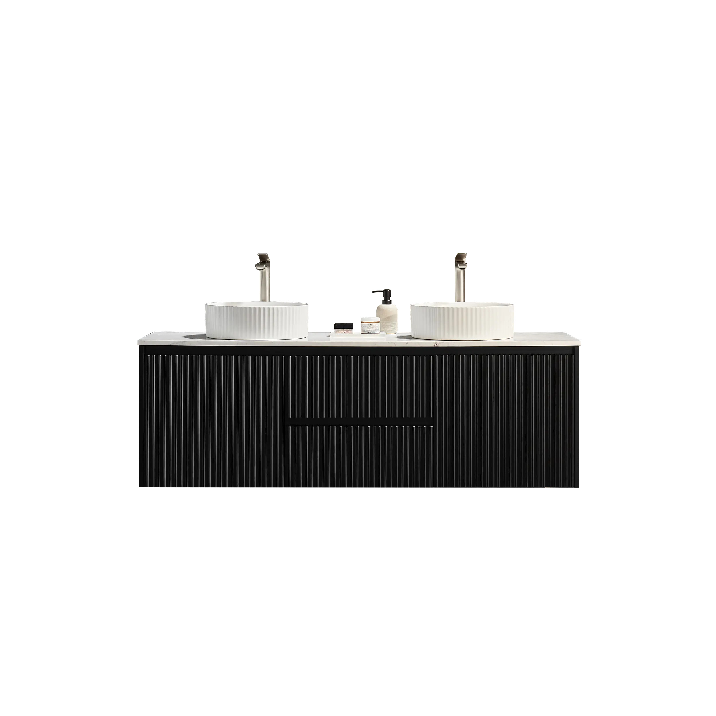 Brindabella Wall Hung Vanity (Middle Drawers) 1500mm (Single/Double Bowl) (Matte Black) Poseidon