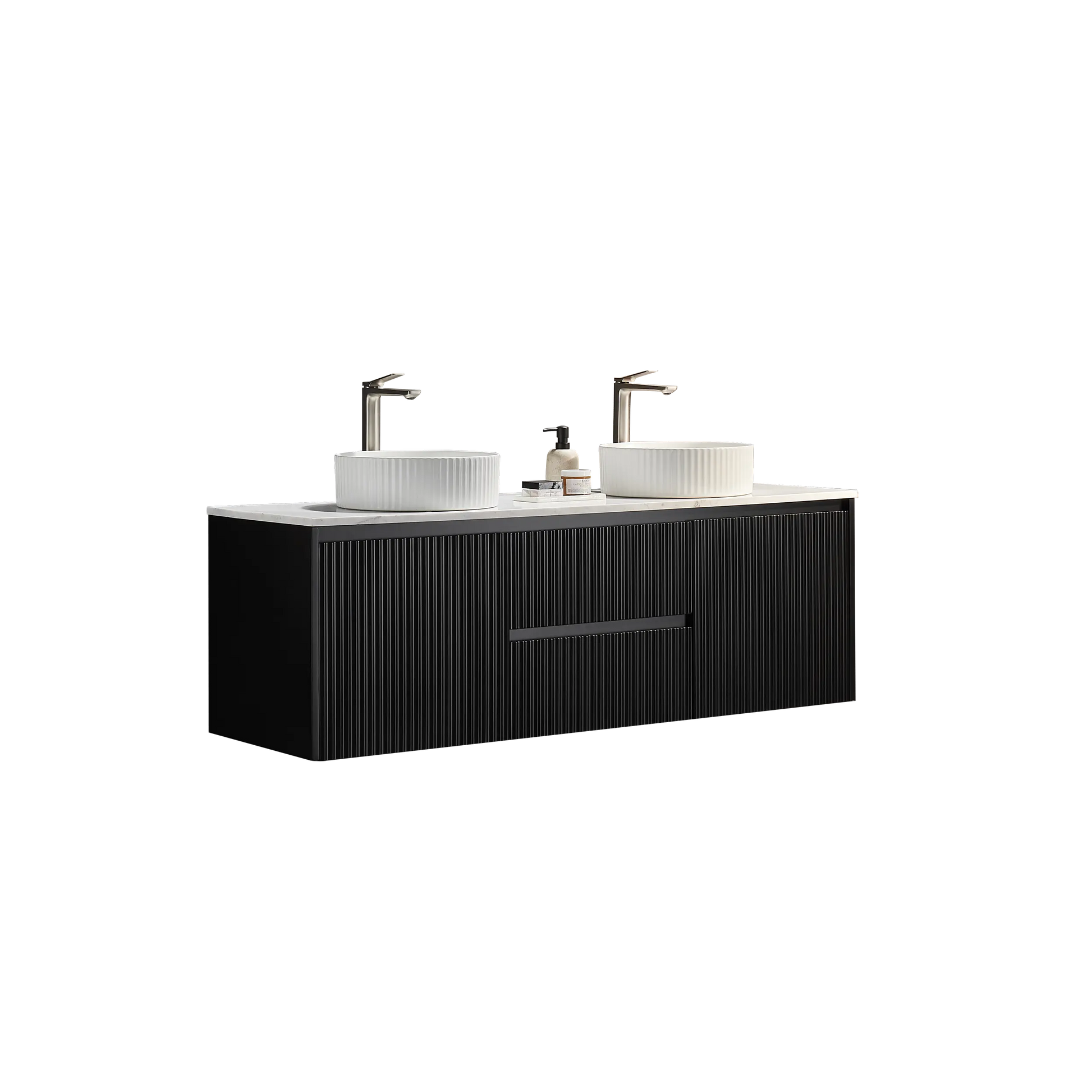 Brindabella Wall Hung Vanity (Middle Drawers) 1500mm (Single/Double Bowl) (Matte Black) Poseidon