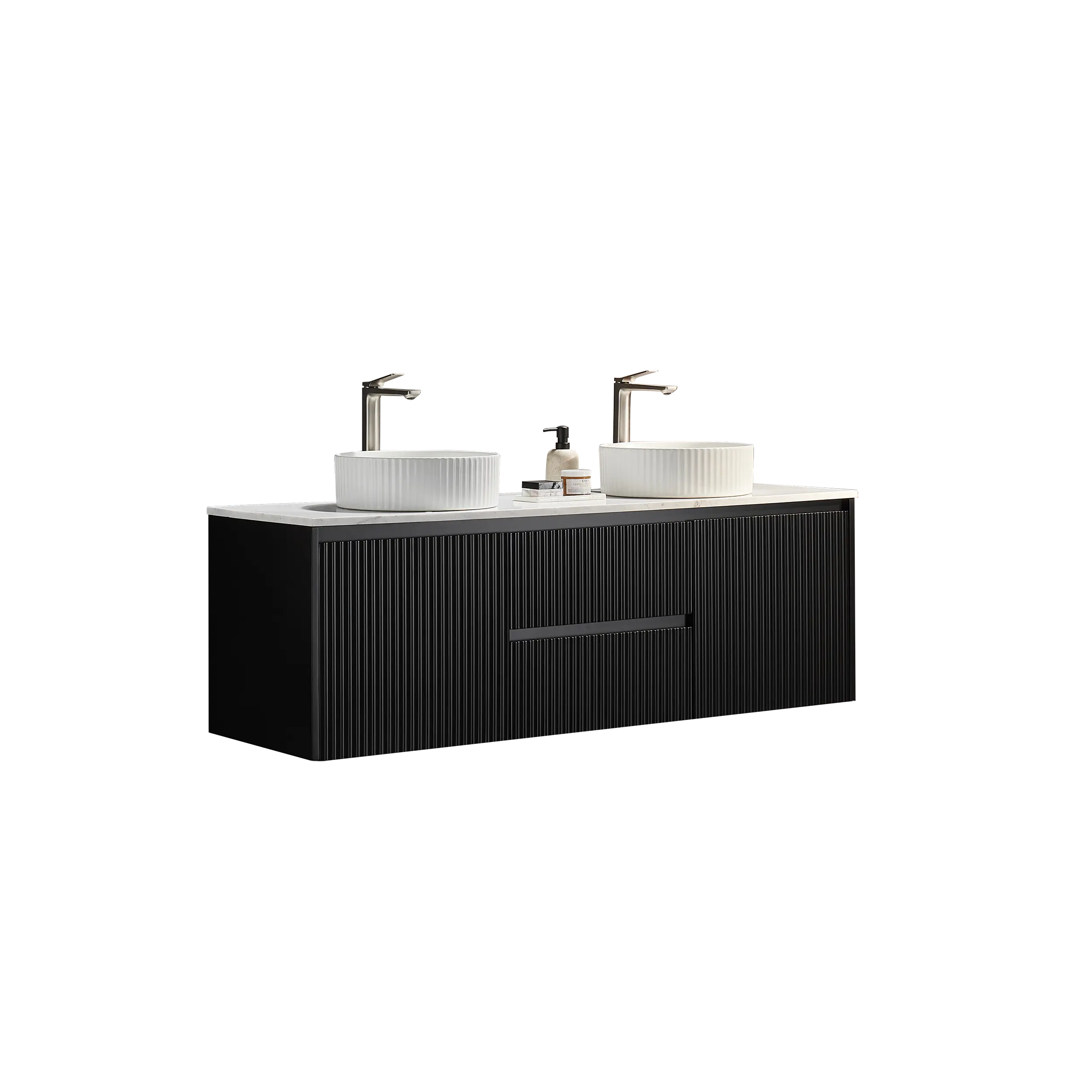 Brindabella Wall Hung Vanity (Middle Drawers) 1500mm (Single/Double Bowl) (Matte Black) Poseidon
