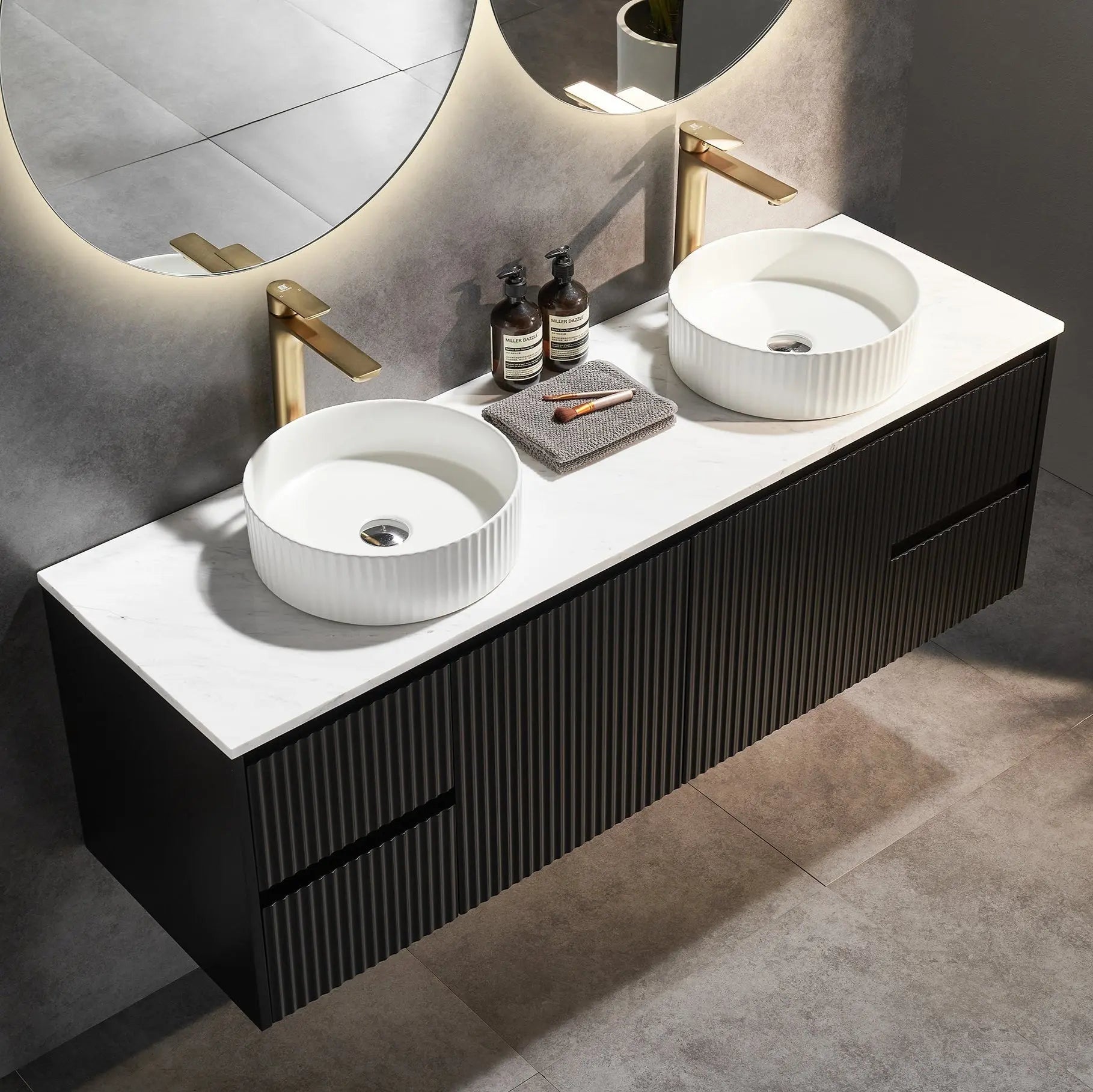 Brindabella Wall Hung PVC Cabinet 1500mm (Single/Double Bowl) (Matte Black) Poseidon