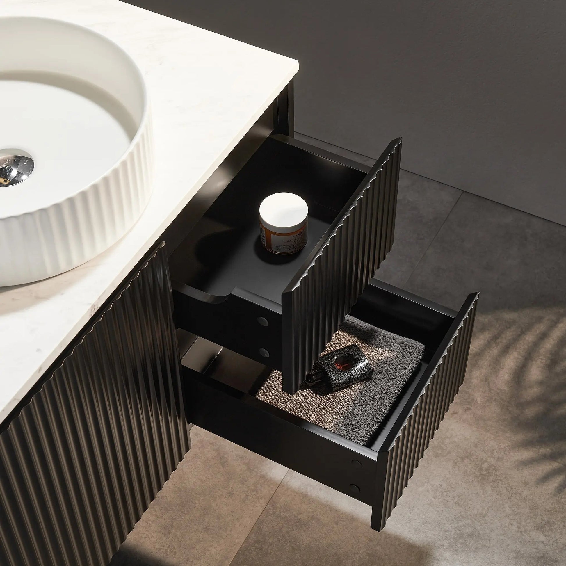 Brindabella Wall Hung PVC Cabinet 1500mm (Single/Double Bowl) (Matte Black) Poseidon