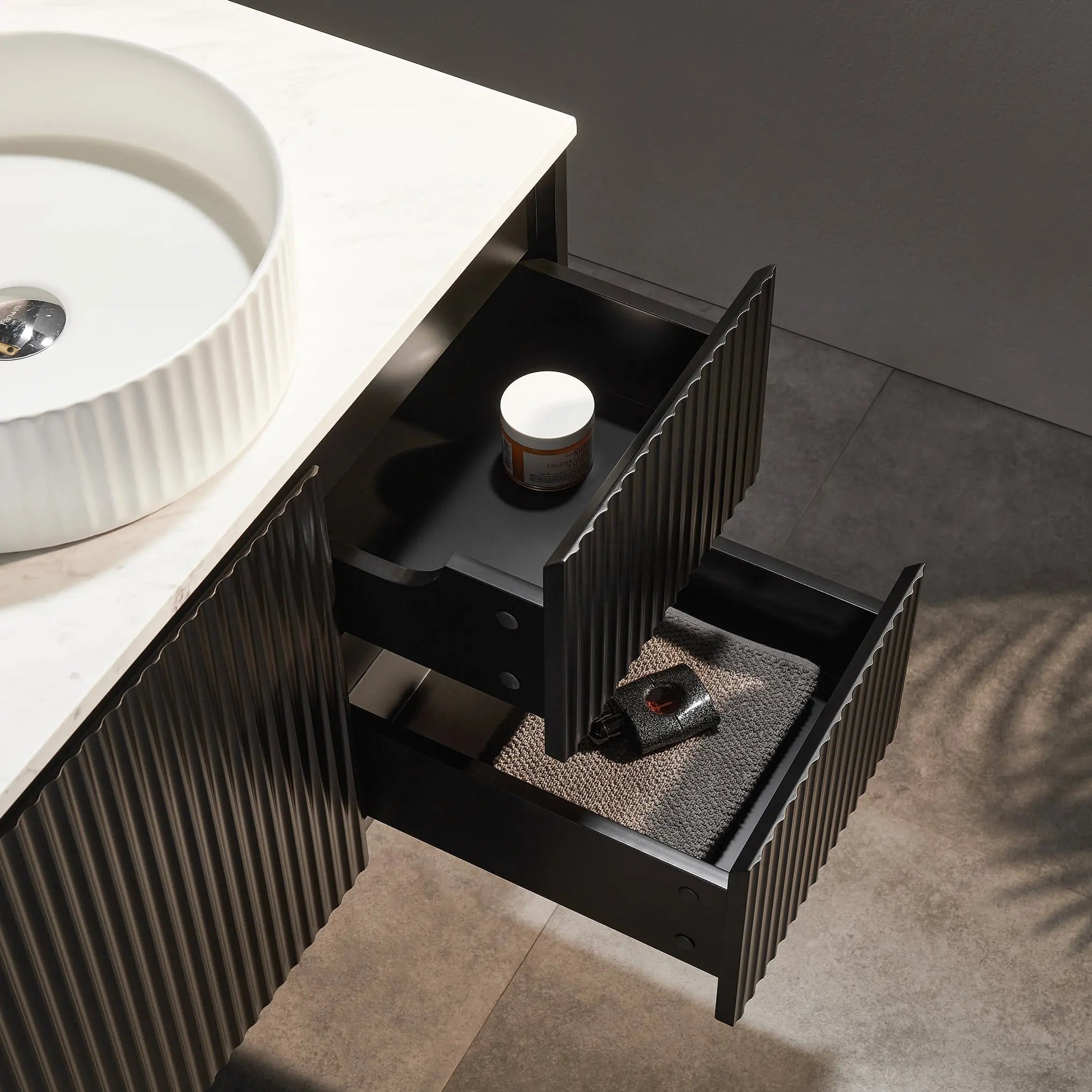 Brindabella Wall Hung PVC Cabinet 1500mm (Single/Double Bowl) (Matte Black) Poseidon