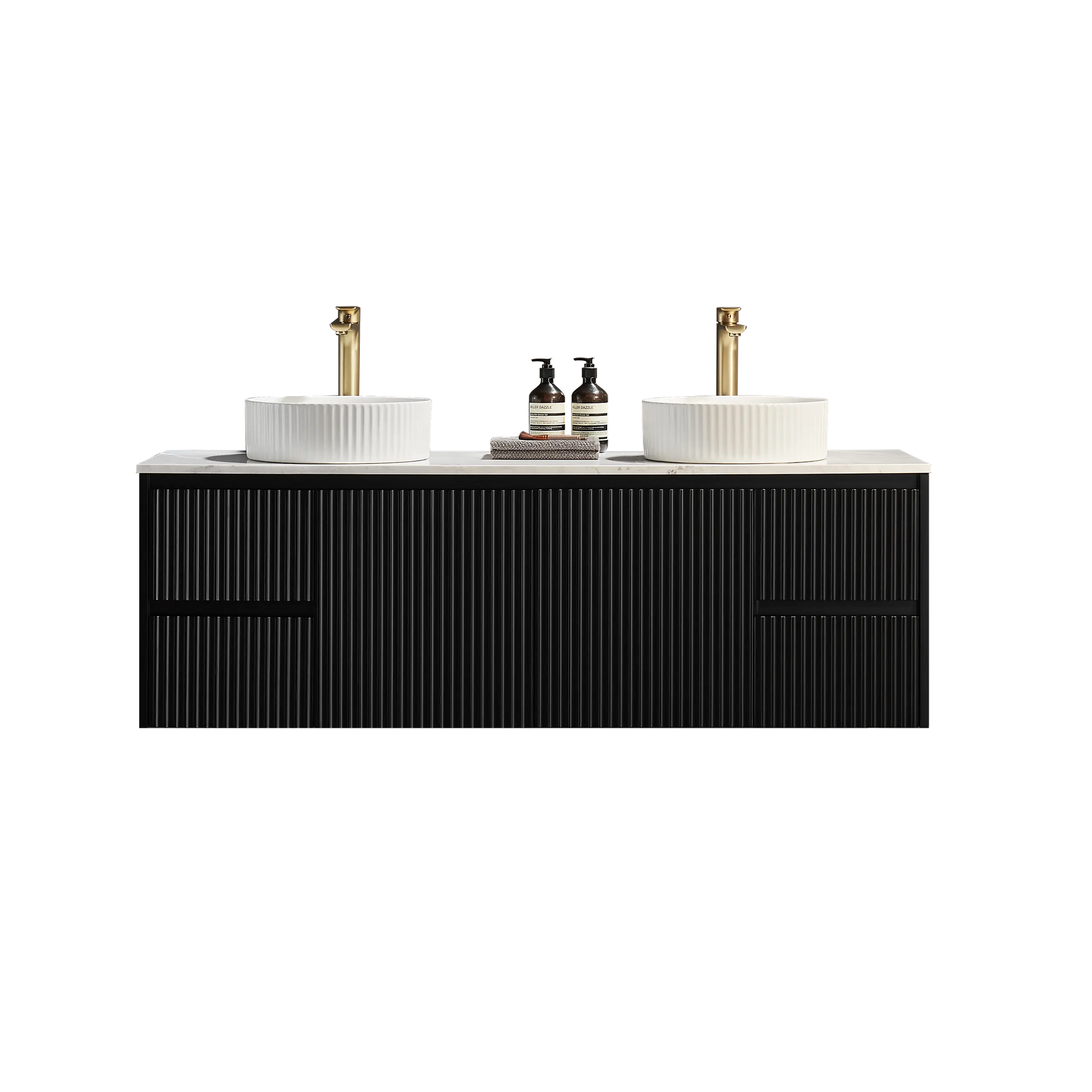 Brindabella Wall Hung PVC Cabinet 1500mm (Single/Double Bowl) (Matte Black) Poseidon