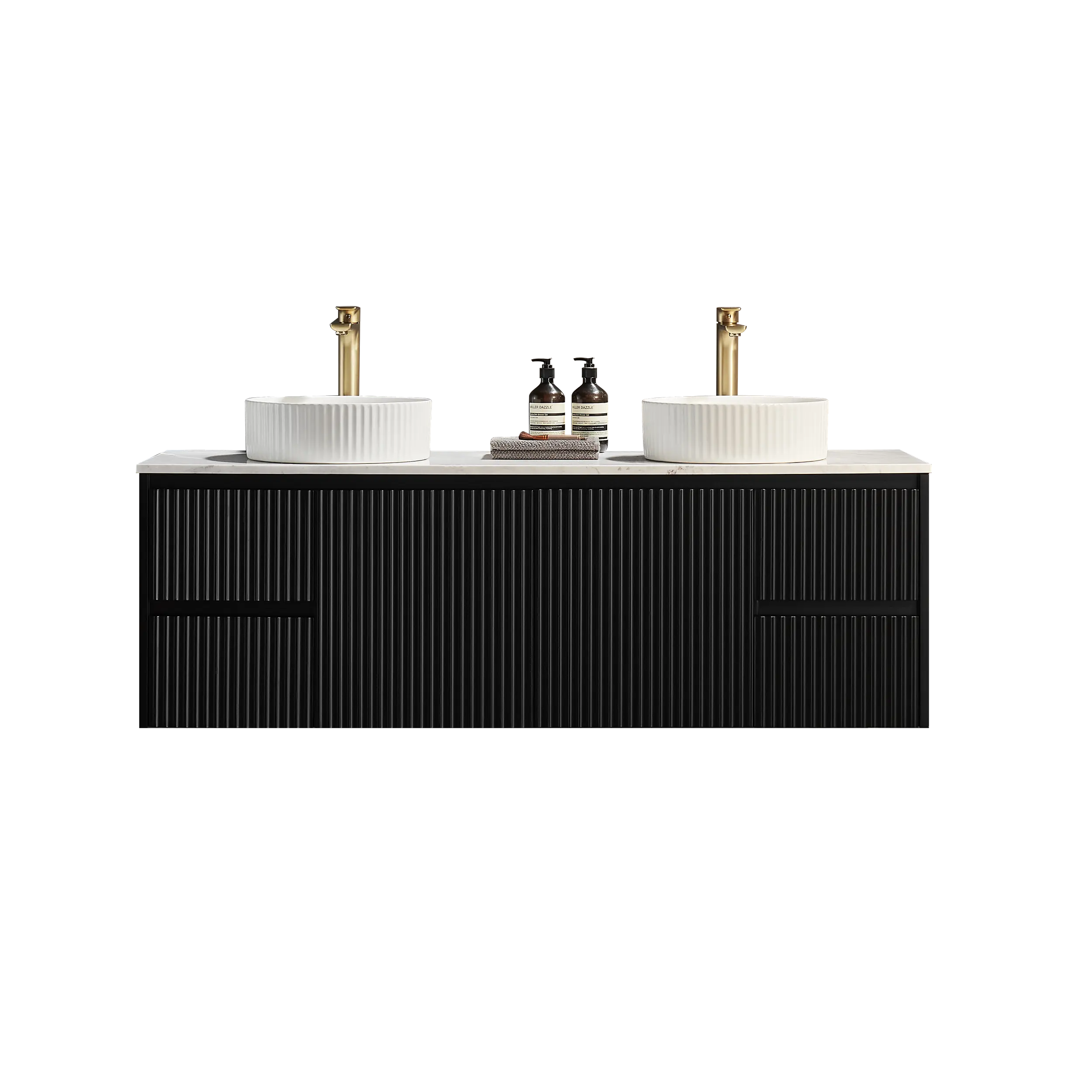 Brindabella Wall Hung PVC Cabinet 1500mm (Single/Double Bowl) (Matte Black) Poseidon