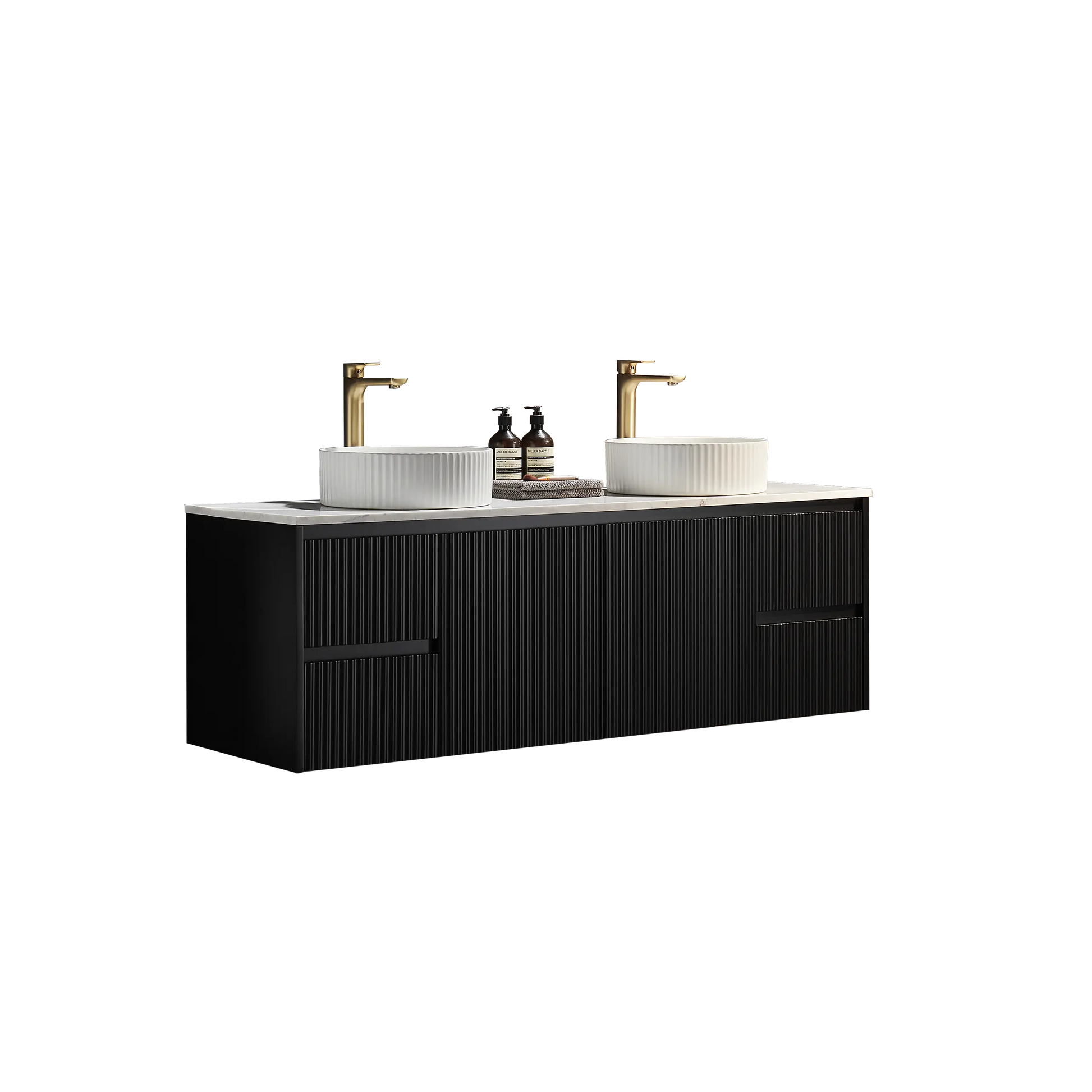 Brindabella Wall Hung PVC Cabinet 1500mm (Single/Double Bowl) (Matte Black) Poseidon