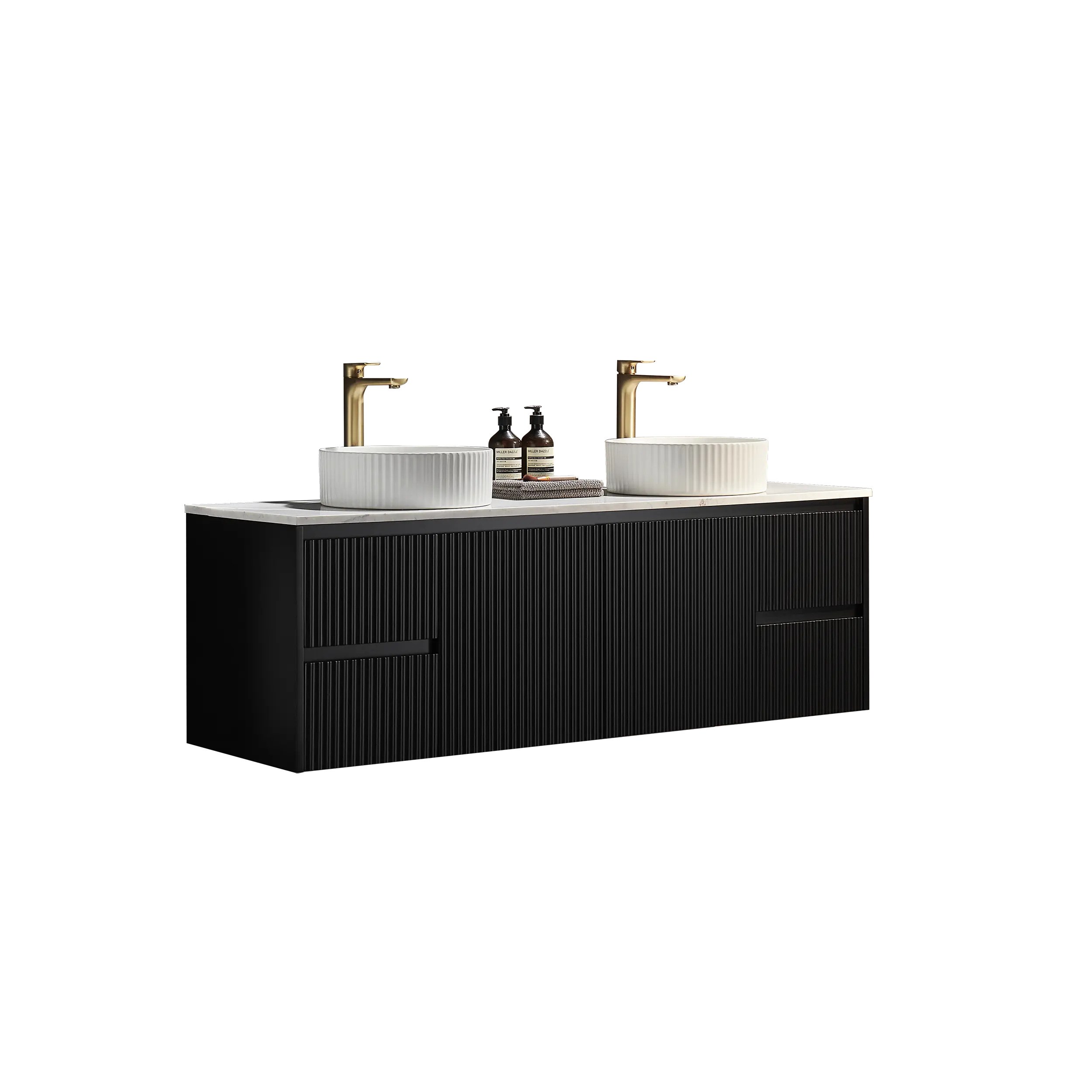 Brindabella Wall Hung PVC Cabinet 1500mm (Single/Double Bowl) (Matte Black) Poseidon