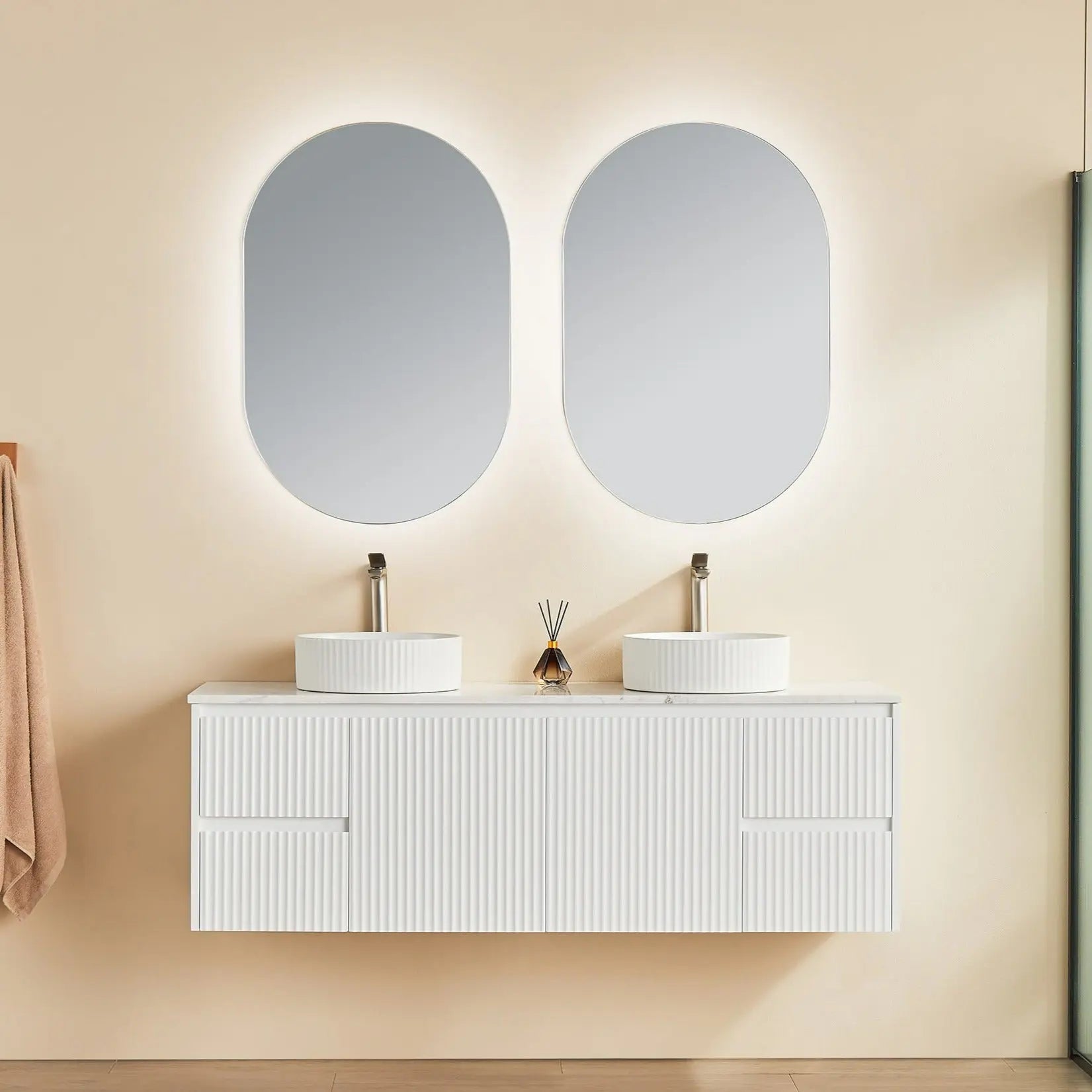 Brindabella Wall Hung PVC Cabinet 1500mm (Single/Double Bowl) (Matte White) Poseidon