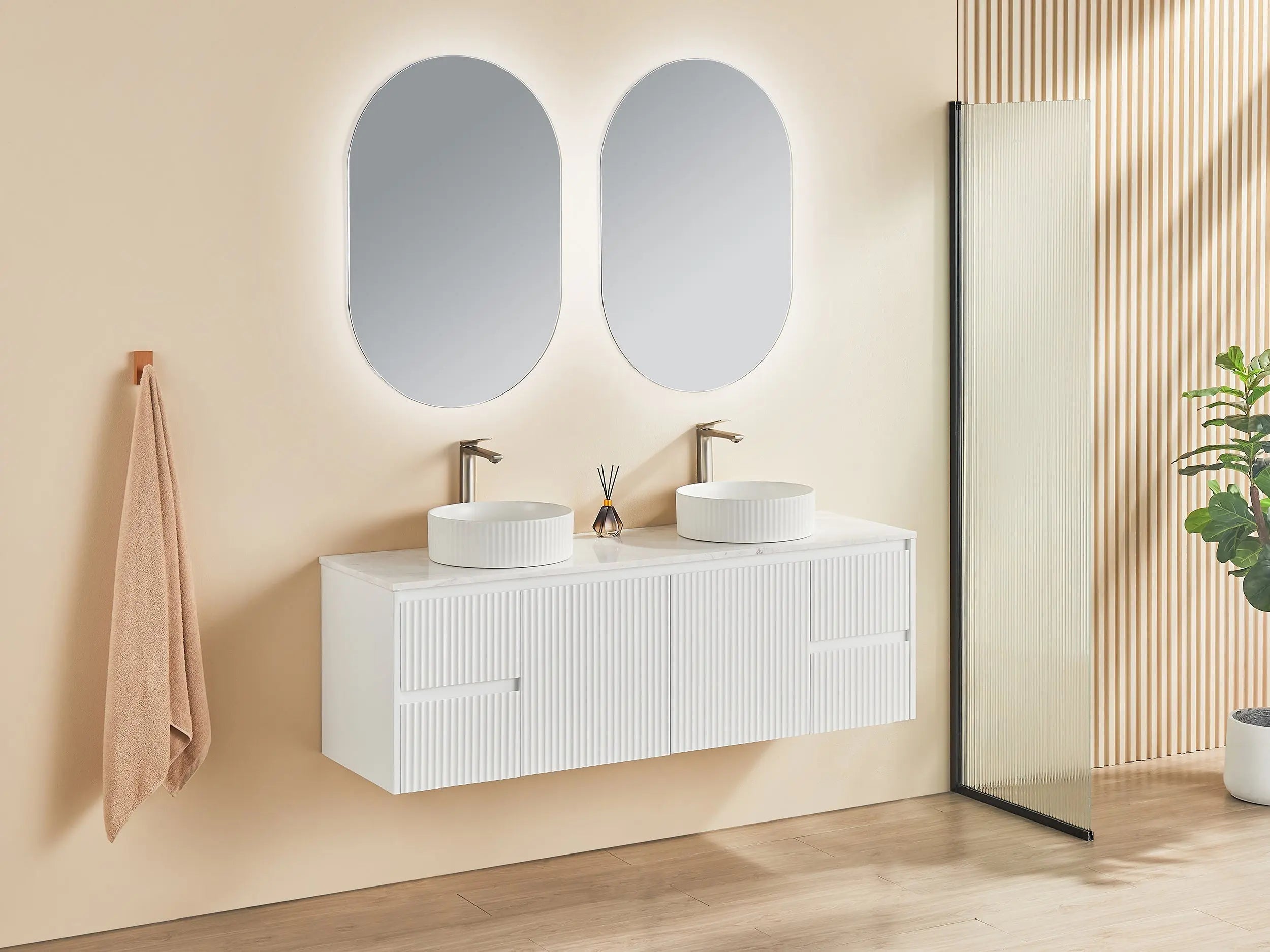 Brindabella Wall Hung PVC Cabinet 1500mm (Single/Double Bowl) (Matte White) Poseidon