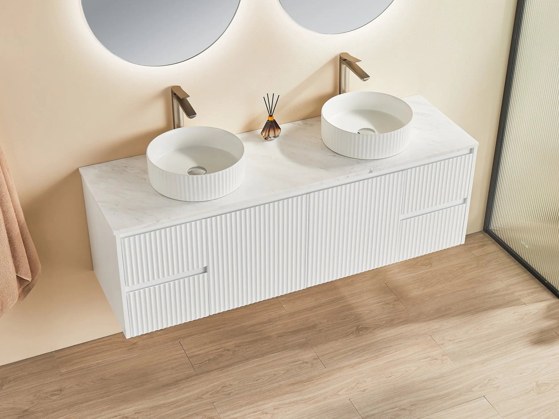Brindabella Wall Hung PVC Cabinet 1500mm (Single/Double Bowl) (Matte White) Poseidon