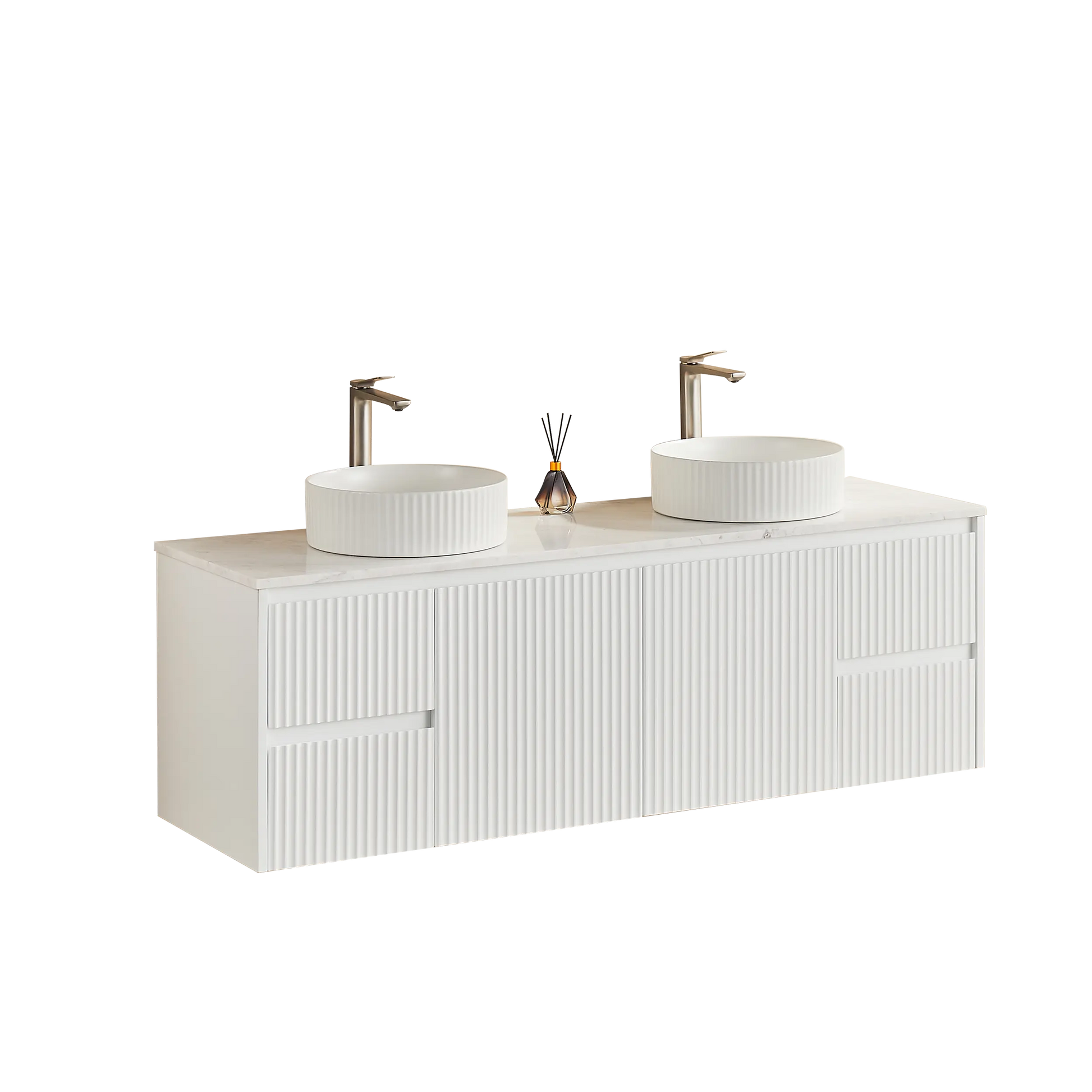 Brindabella Wall Hung PVC Cabinet 1500mm (Single/Double Bowl) (Matte White) Poseidon