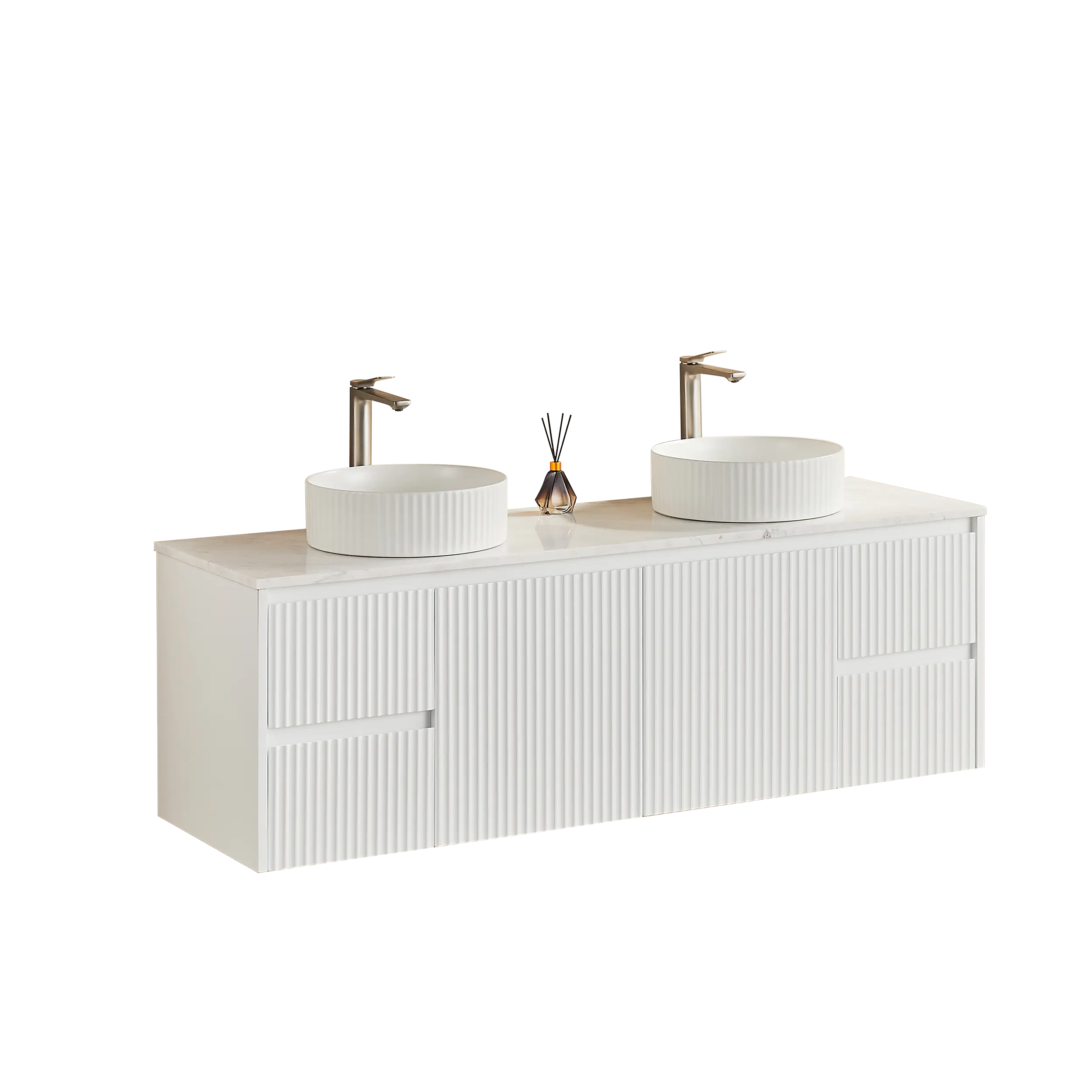 Brindabella Wall Hung PVC Cabinet 1500mm (Single/Double Bowl) (Matte White) Poseidon