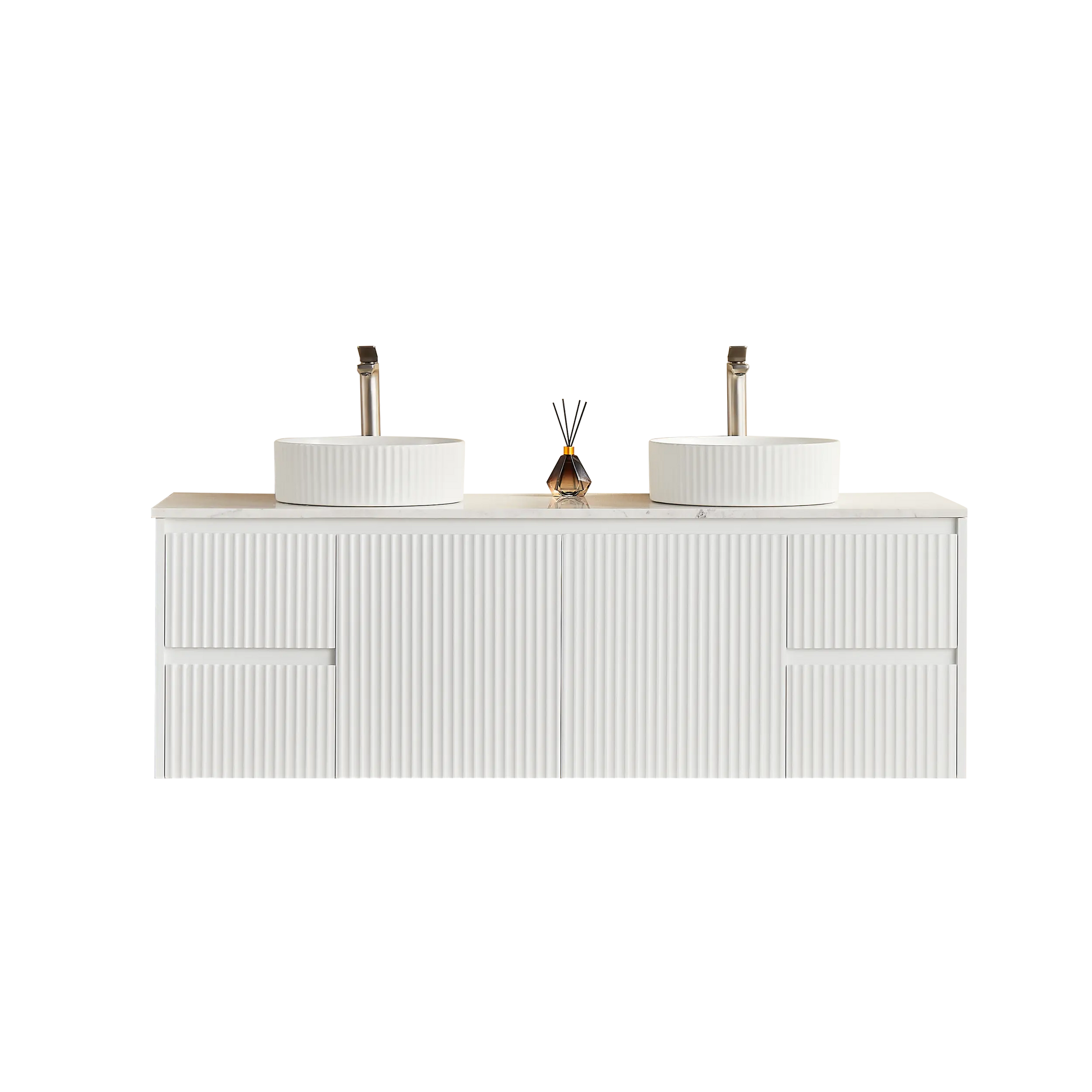 Brindabella Wall Hung PVC Cabinet 1500mm (Single/Double Bowl) (Matte White) Poseidon