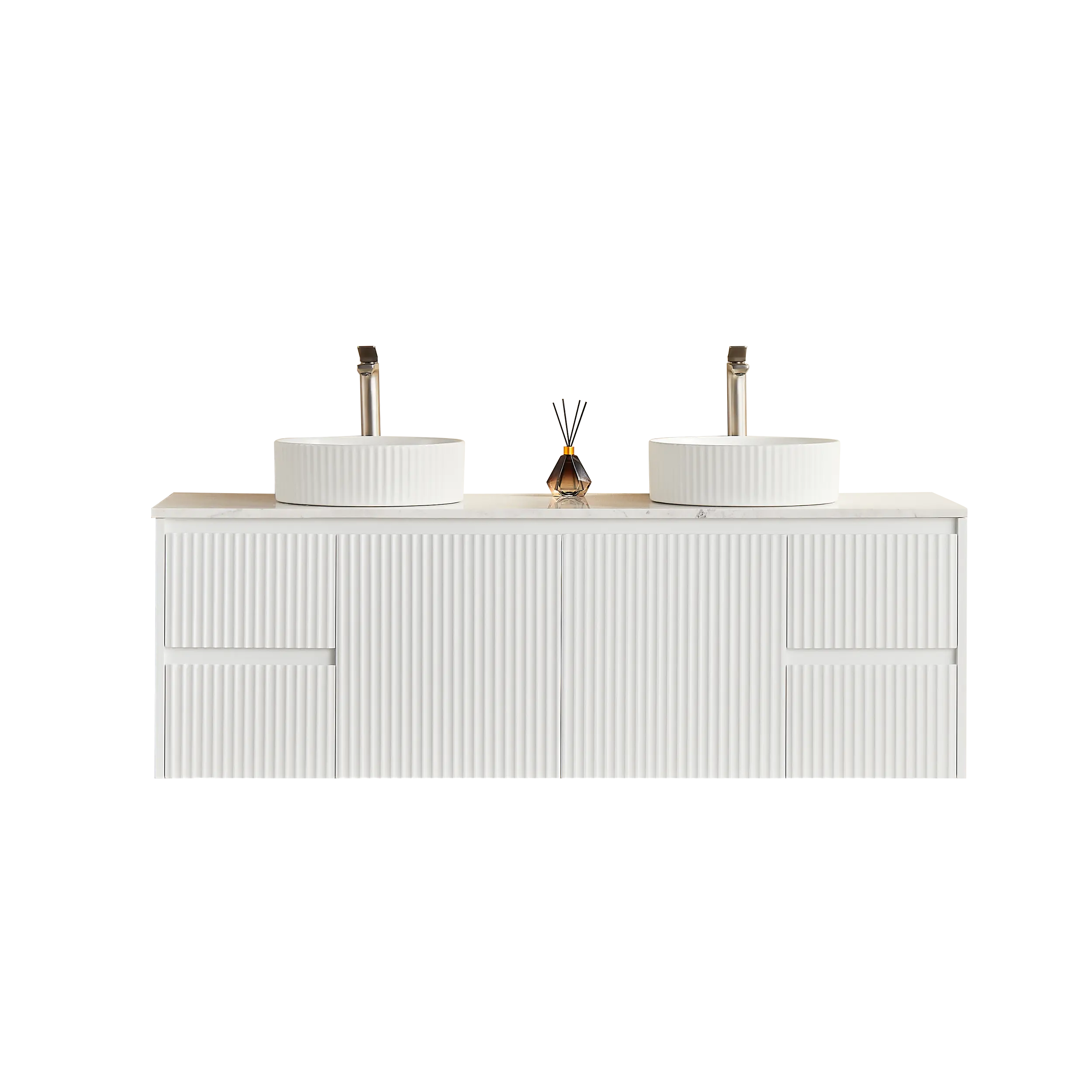 Brindabella Wall Hung PVC Cabinet 1500mm (Single/Double Bowl) (Matte White) Poseidon