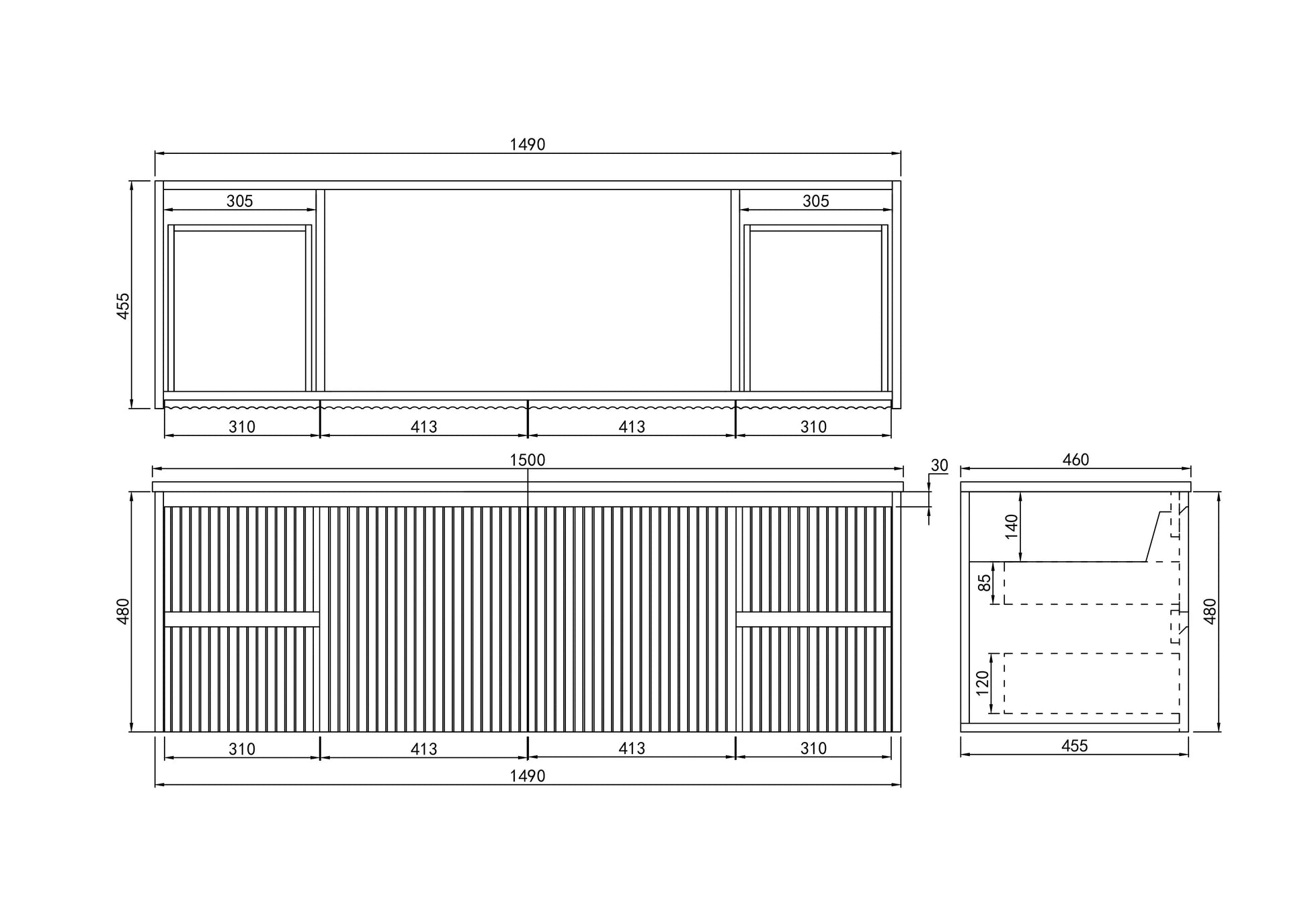 Brindabella Wall Hung PVC Cabinet 1500mm (Single/Double Bowl) (Matte White) Poseidon
