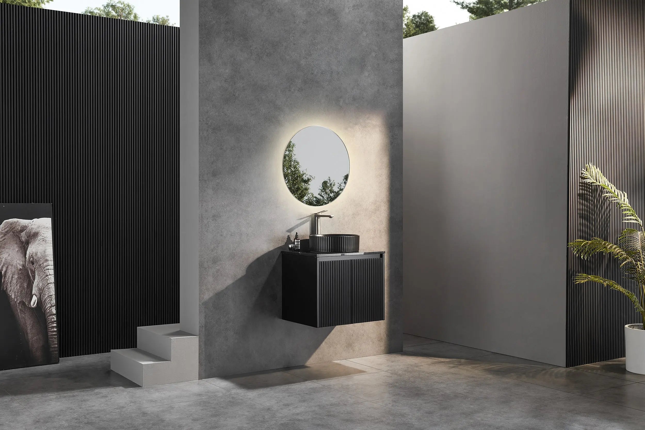 Brindabella Wall Hung PVC Cabinet 600mm (Matte Black) Poseidon