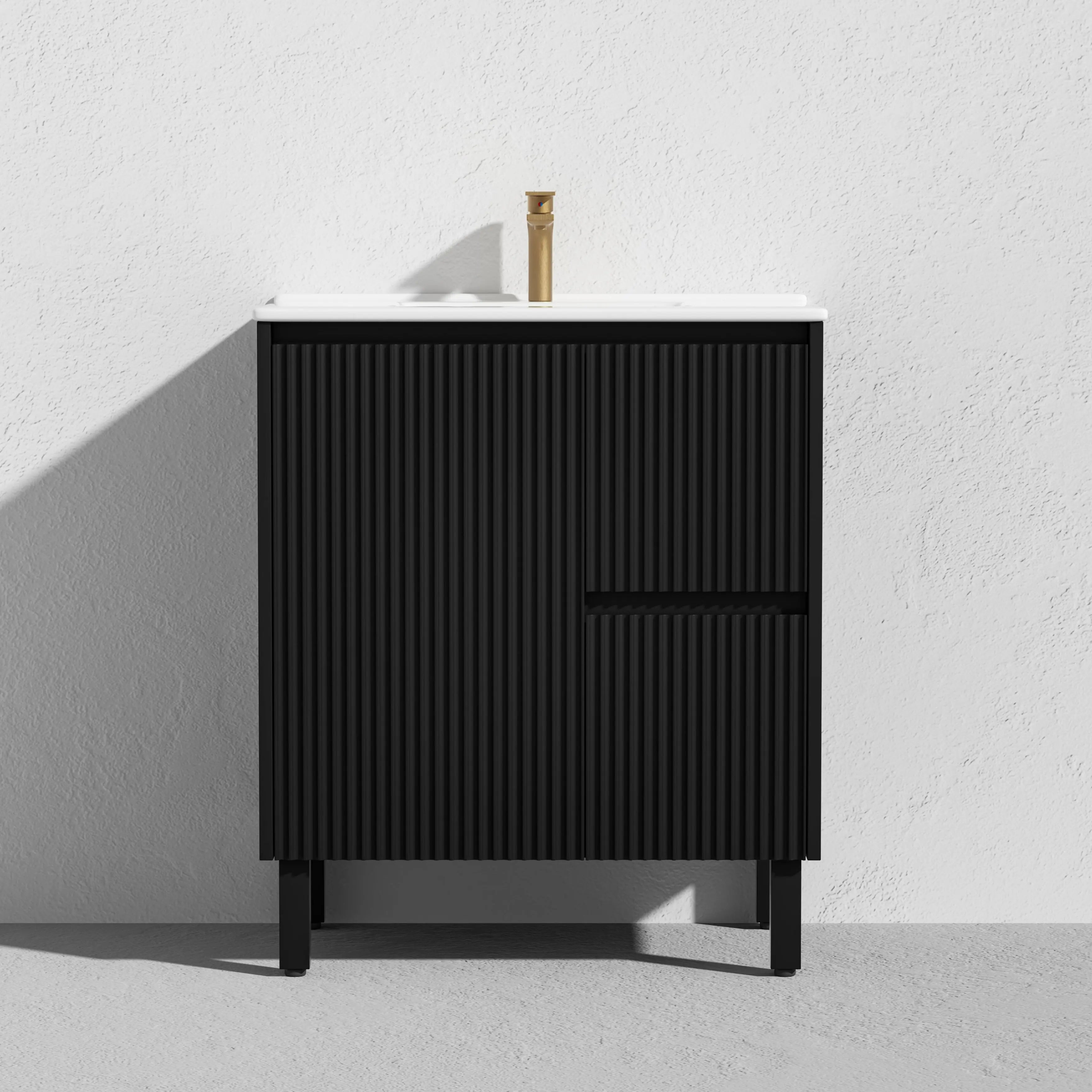 Brighton Freestanding PVC Vanity 750mm (Matte Black) Poseidon