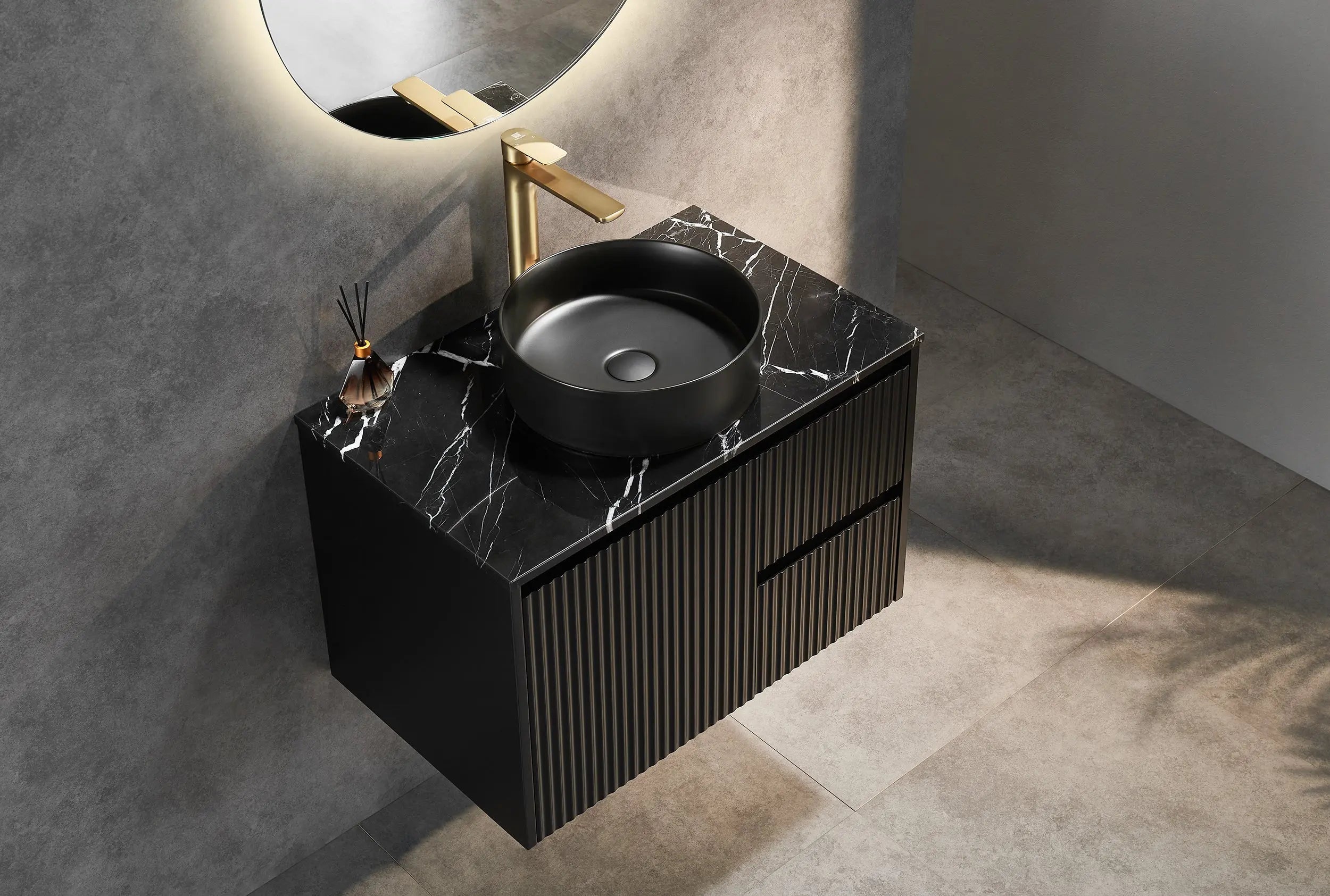 Brindabella Wall Hung PVC Cabinet 750mm (Matte Black) Poseidon