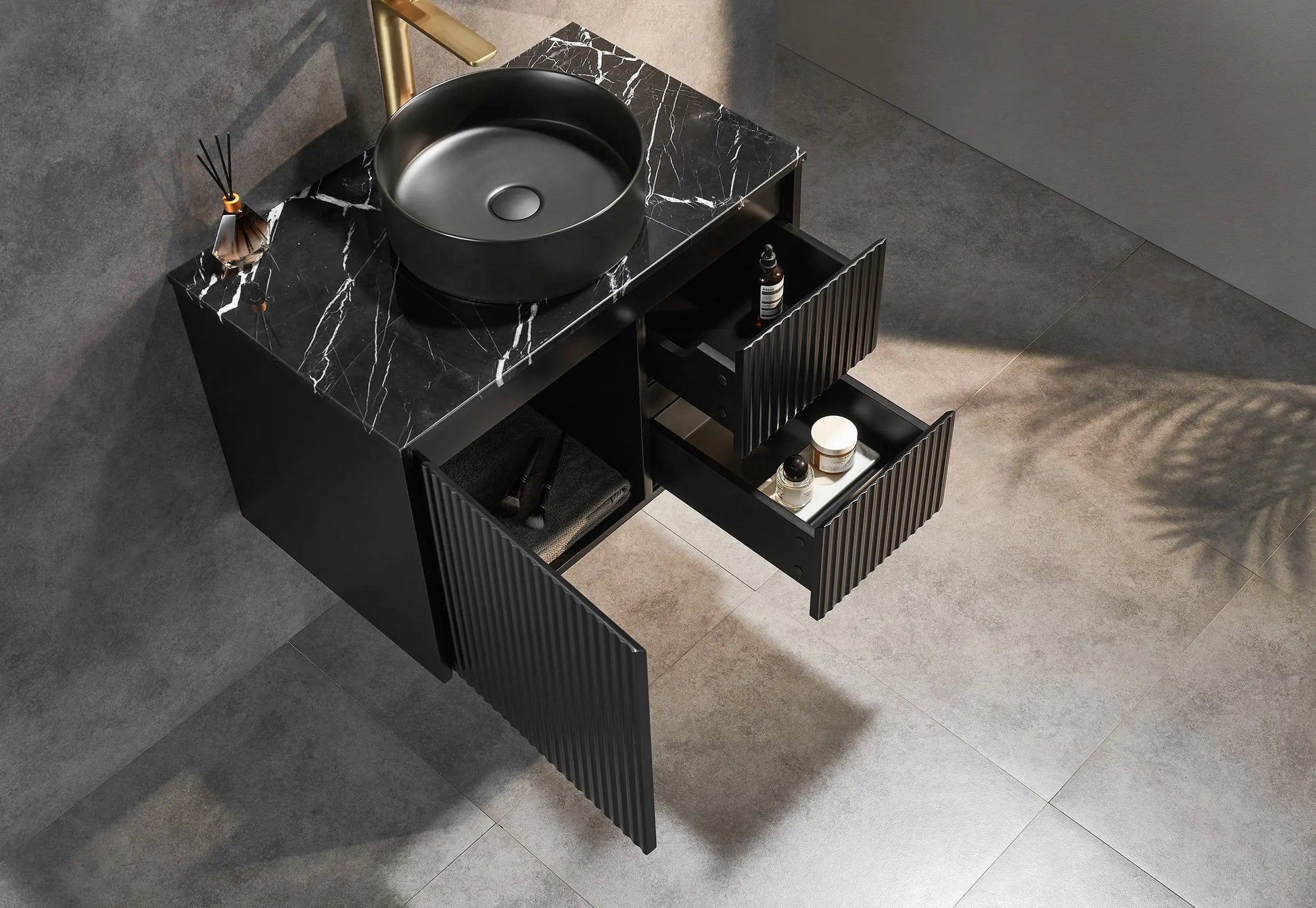 Brindabella Wall Hung PVC Cabinet 750mm (Matte Black) Poseidon