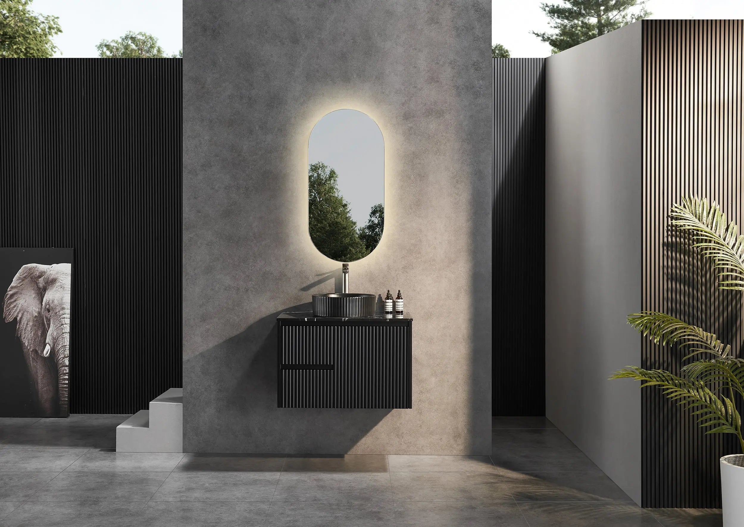 Brindabella Wall Hung PVC Cabinet 750mm (Matte Black) Poseidon