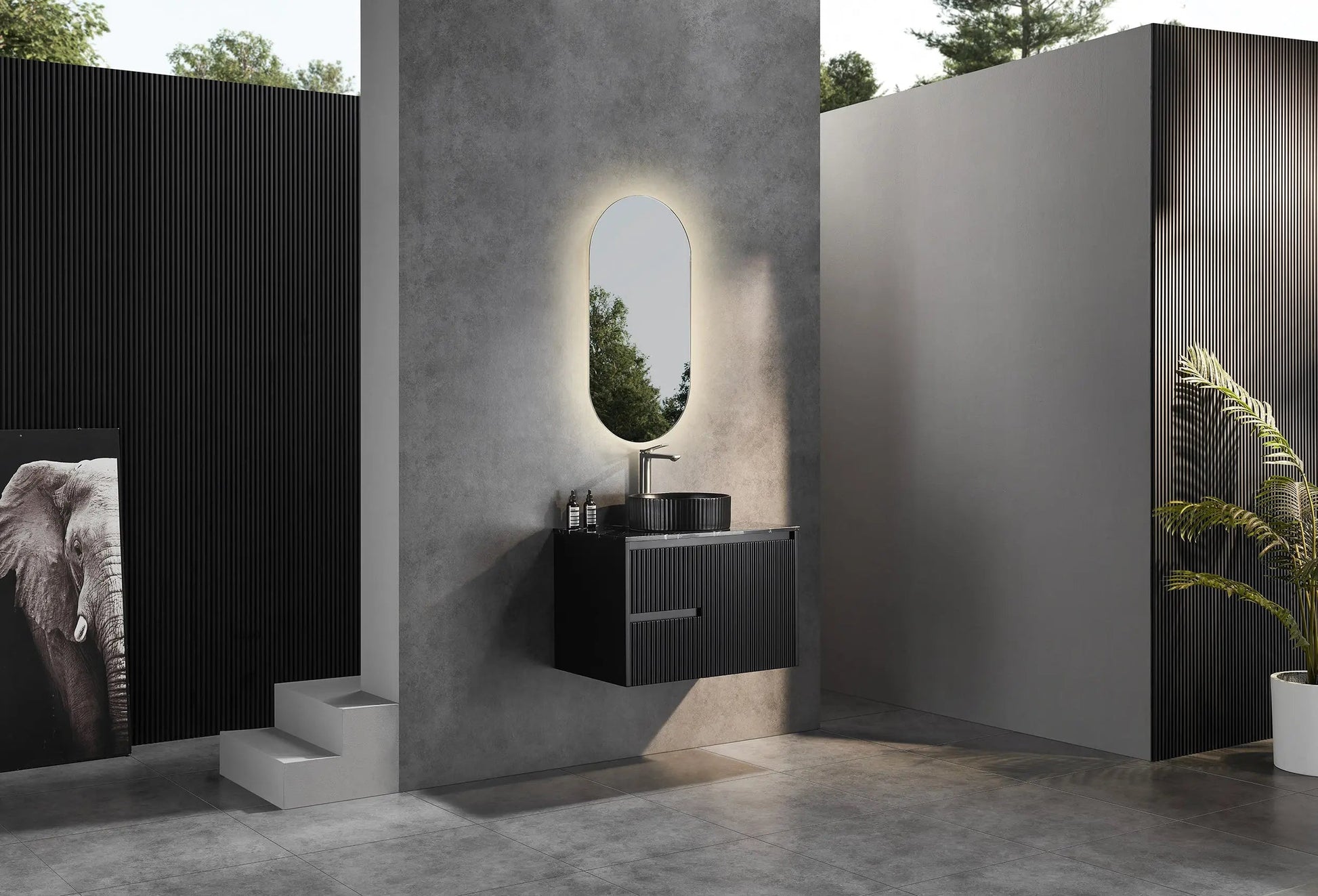 Brindabella Wall Hung PVC Cabinet 750mm (Matte Black) Poseidon
