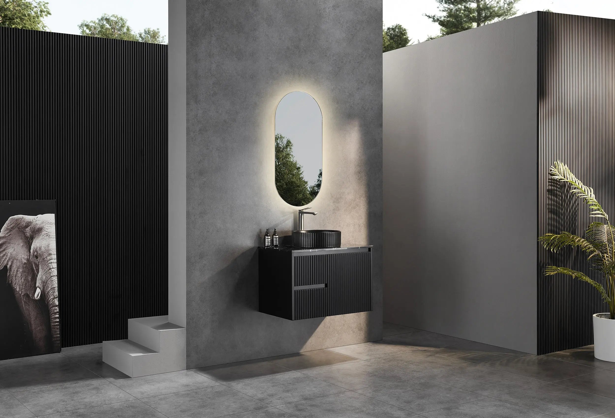 Brindabella Wall Hung PVC Cabinet 750mm (Matte Black) Poseidon