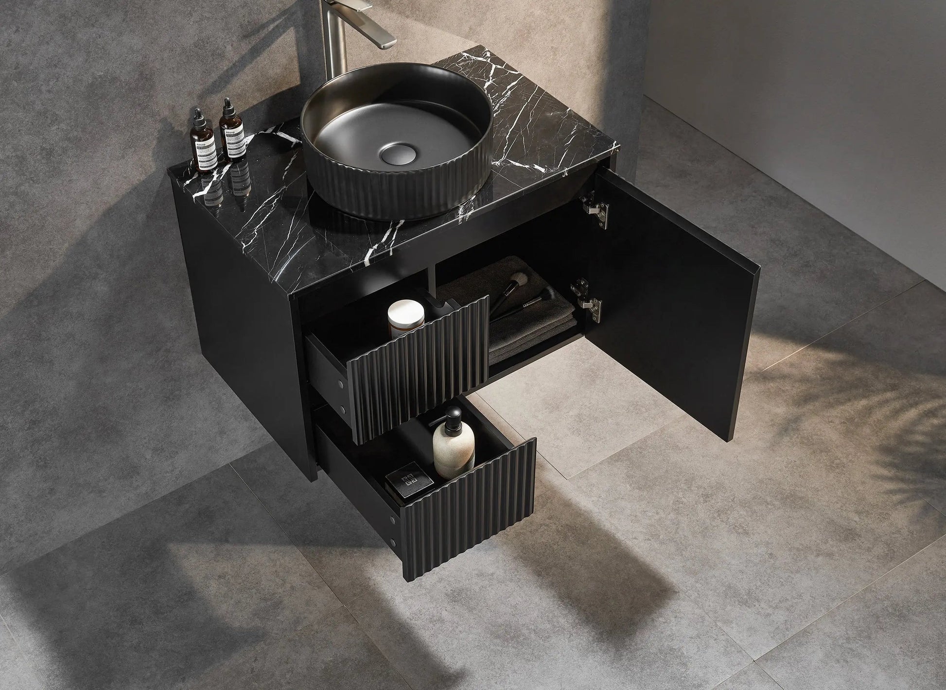 Brindabella Wall Hung PVC Cabinet 750mm (Matte Black) Poseidon