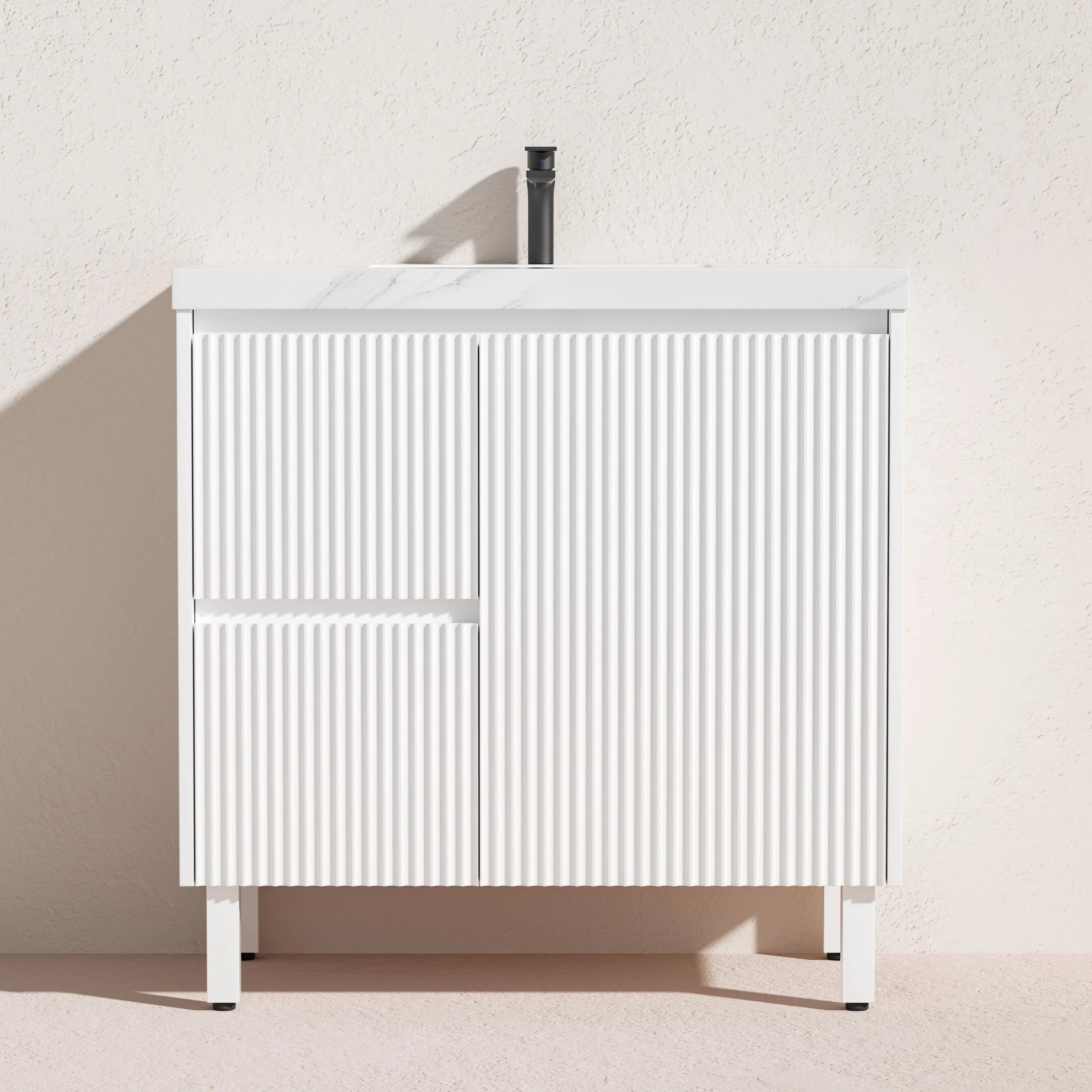 Brighton Freestanding PVC Vanity 900mm (Matte White) Poseidon