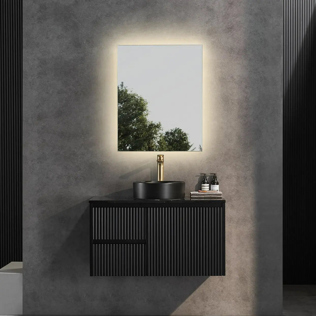 Brindabella Wall Hung PVC Cabinet 900mm (Matte Black) Poseidon