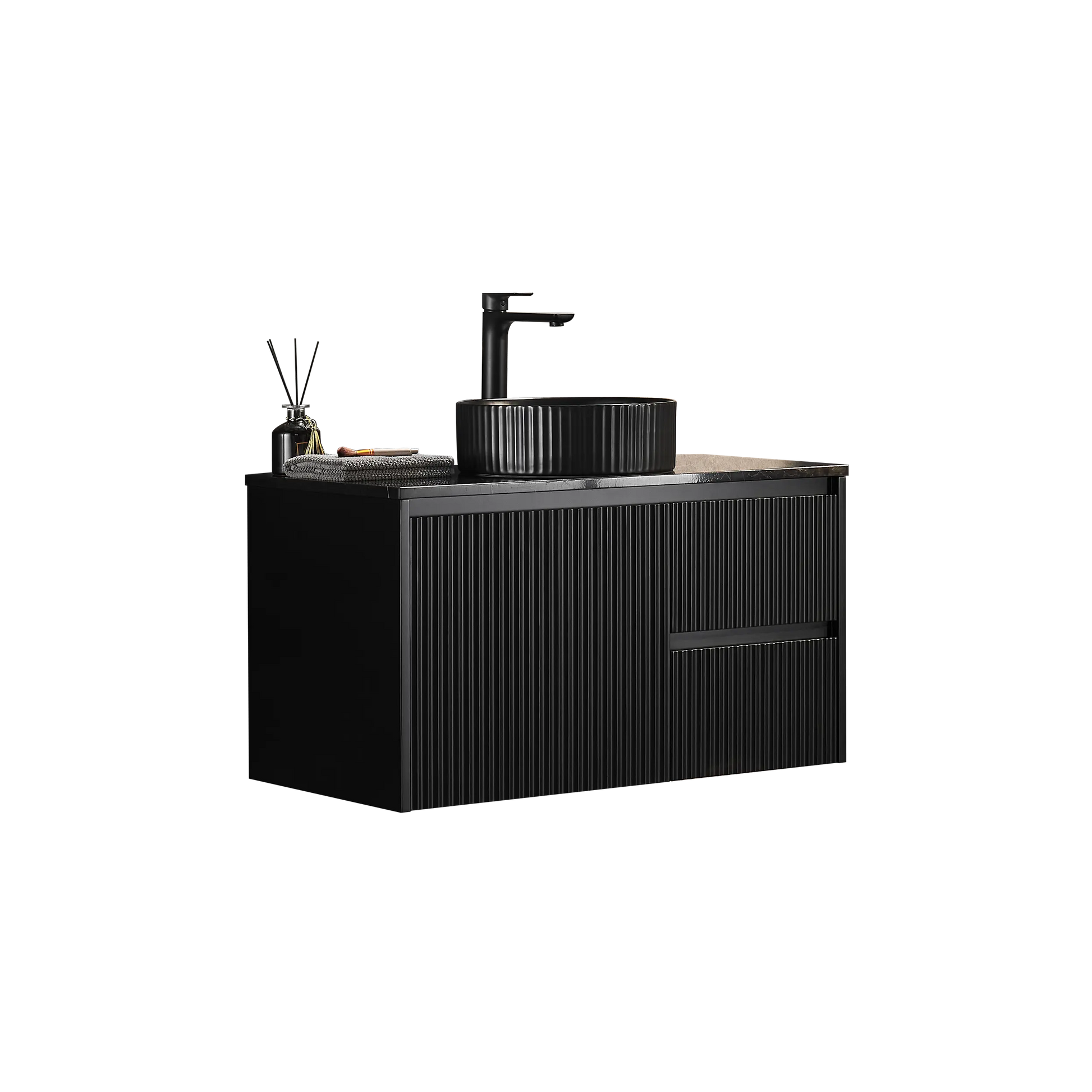 Brindabella Wall Hung PVC Cabinet 900mm (Matte Black) Poseidon