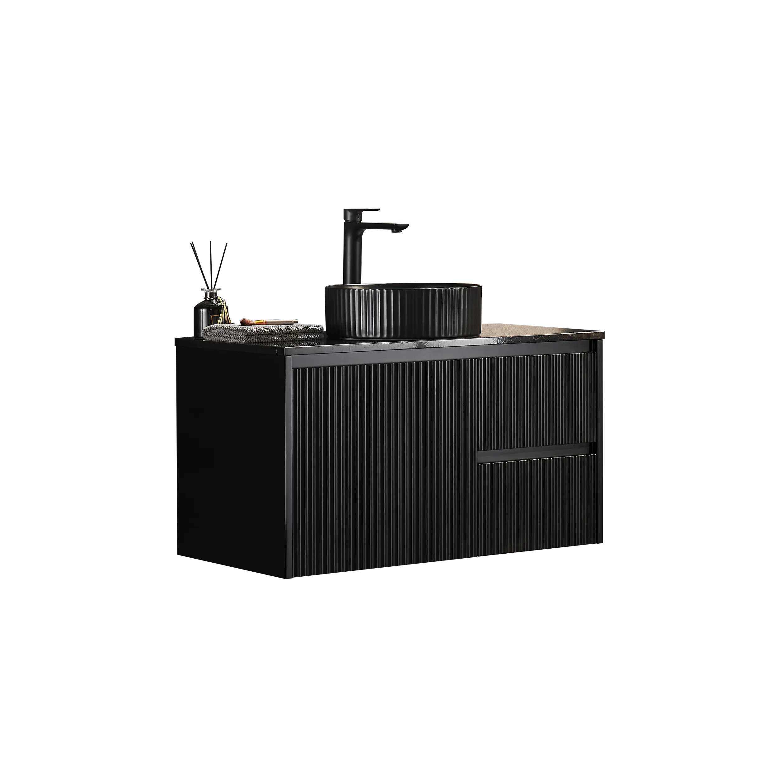 Brindabella Wall Hung PVC Cabinet 900mm (Matte Black) Poseidon