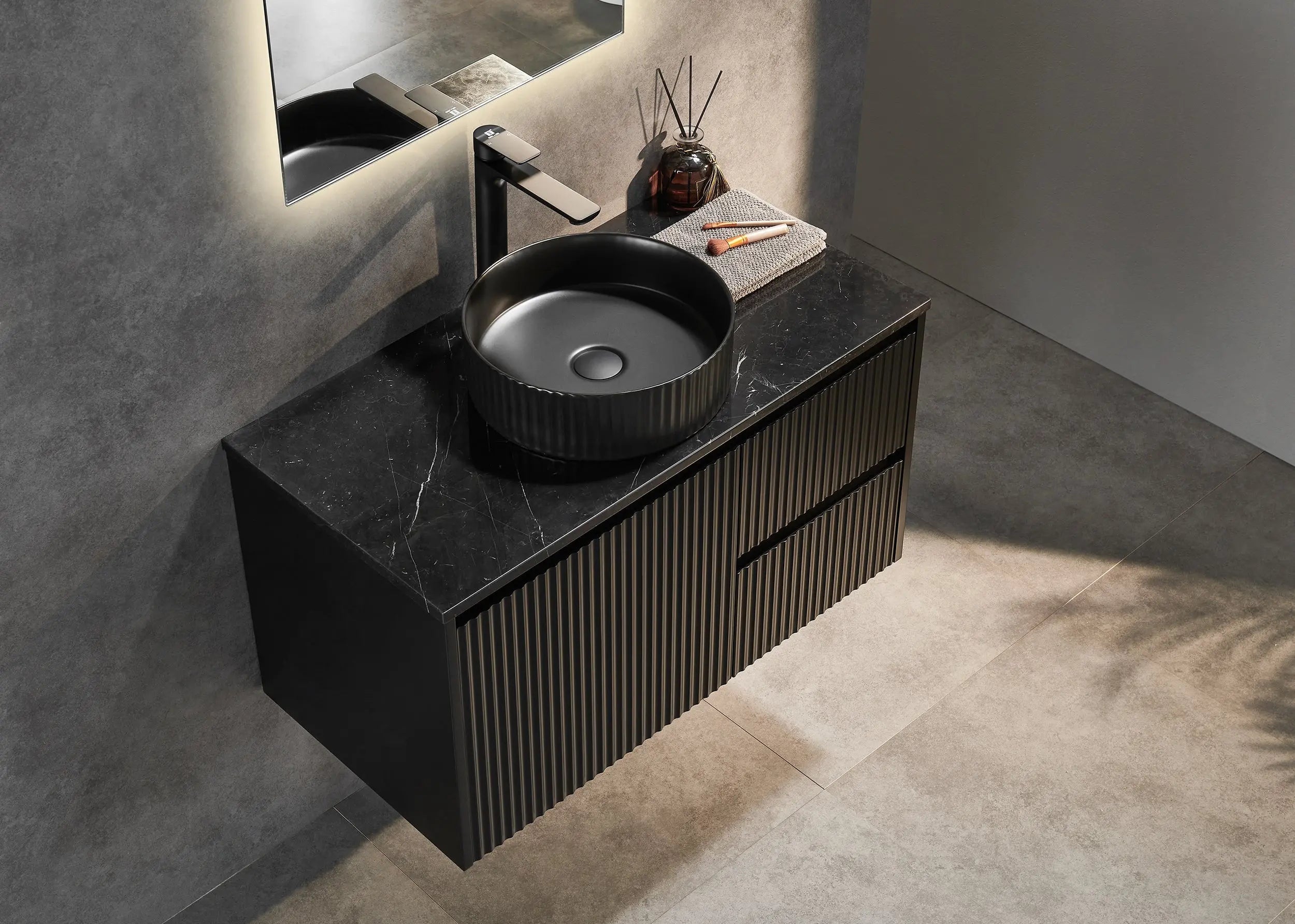 Brindabella Wall Hung PVC Cabinet 900mm (Matte Black) Poseidon