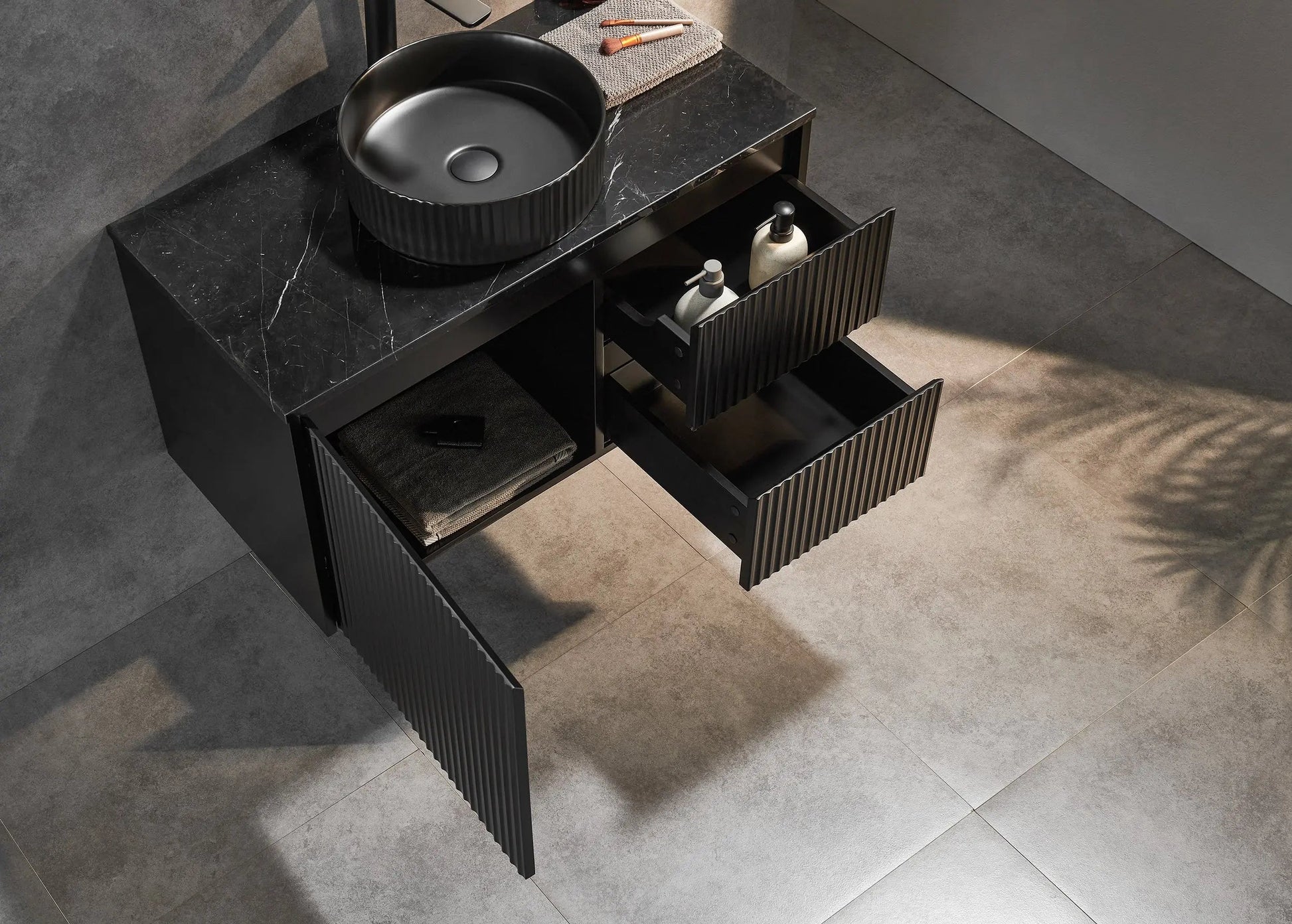 Brindabella Wall Hung PVC Cabinet 900mm (Matte Black) Poseidon