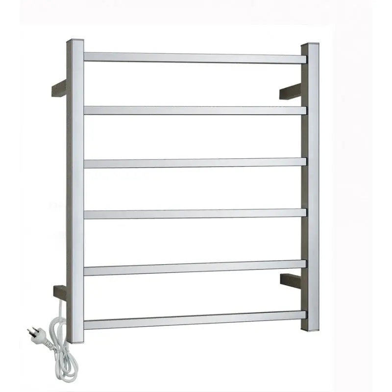 Chrome Heated Towel Rack 6 Bars Aquaperla