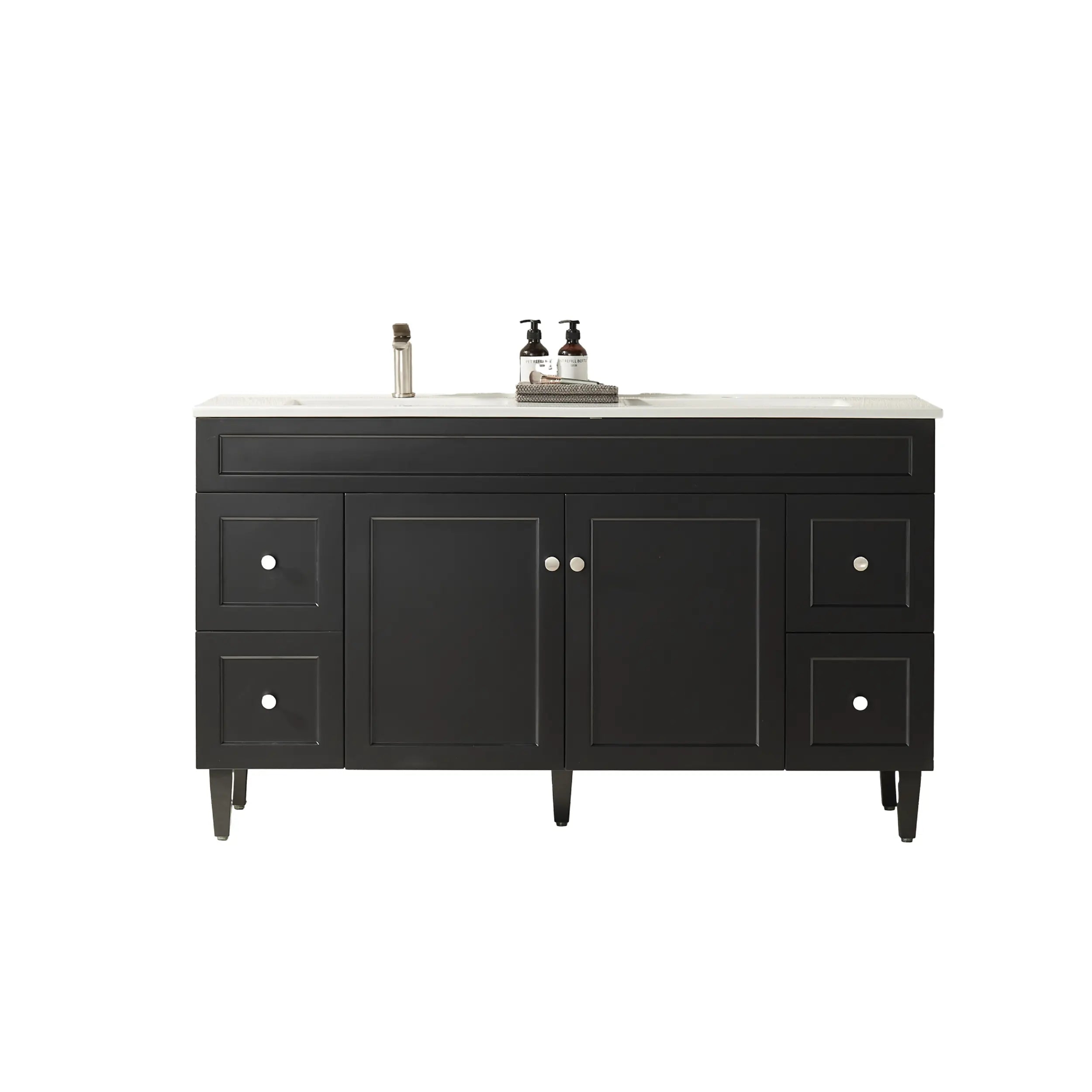Harrington Floor PVC Cabinet Vanity 1500mm (Single Bowl/Double Bowl) (Matte Black) Poseidon