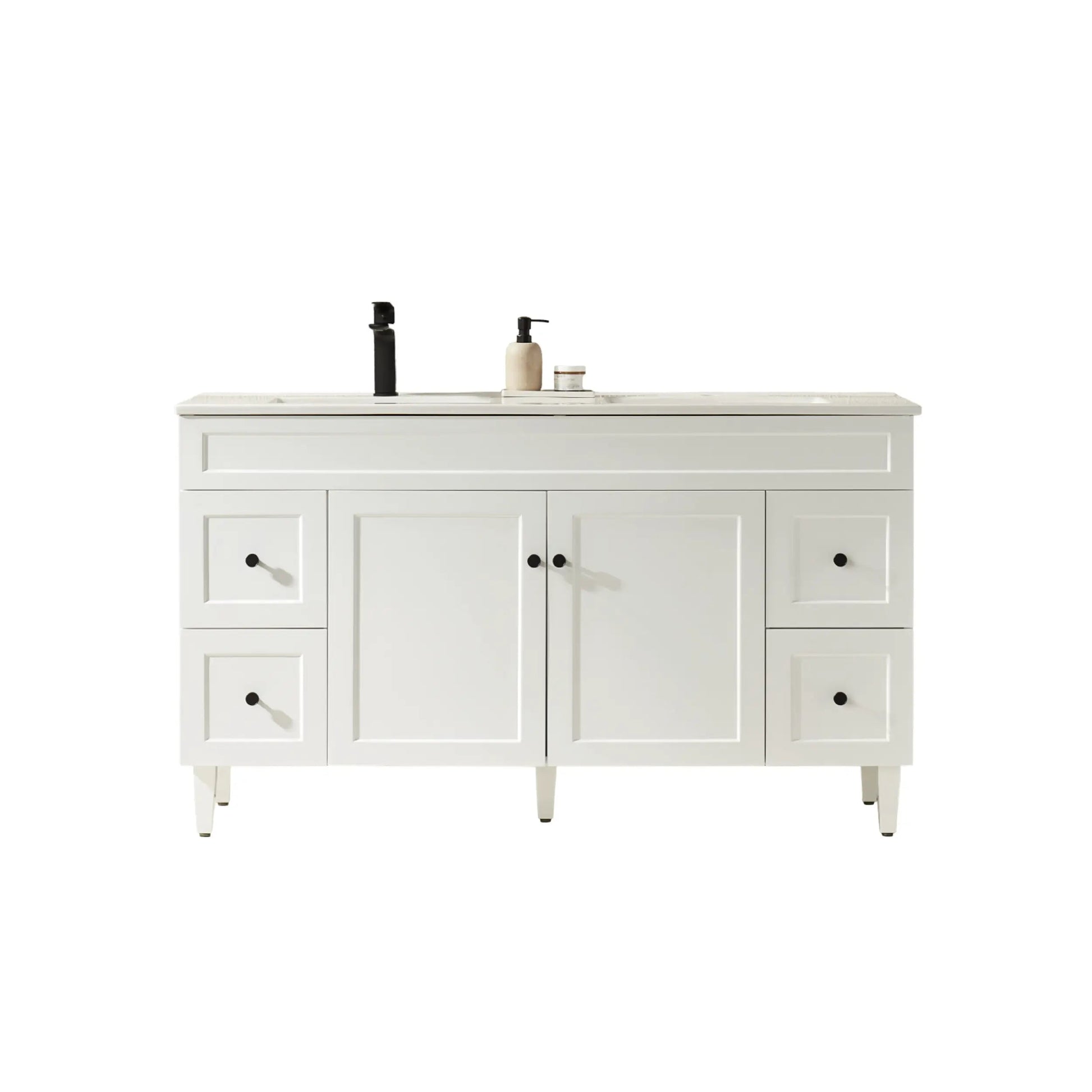Harrington Floor PVC Cabinet Vanity 1500mm (Single Bowl/Double Bowl) (Matte White) Poseidon