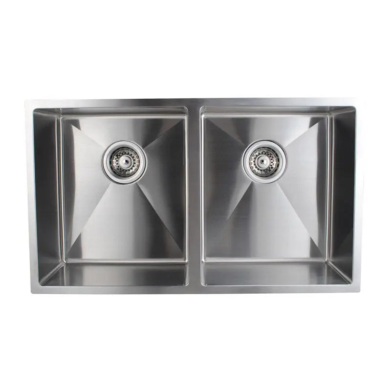 Handmade Stainless Steel Chrome Double Bowl Kitchen Sink 1.2mm (Top/Flush/Undermount) 770*440*230mm Aquaperla