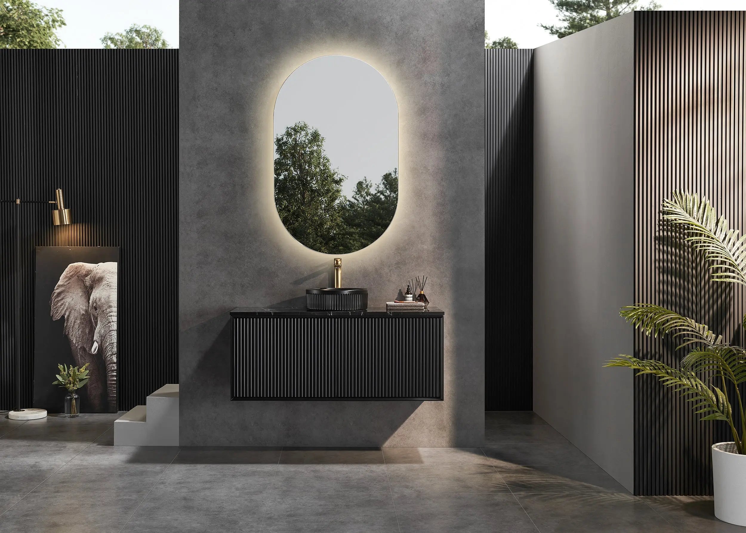 Kirribilli Wall Hung PVC Cabinet 1200mm Matte Black (Single/Double Bowl) - Clearance Poseidon
