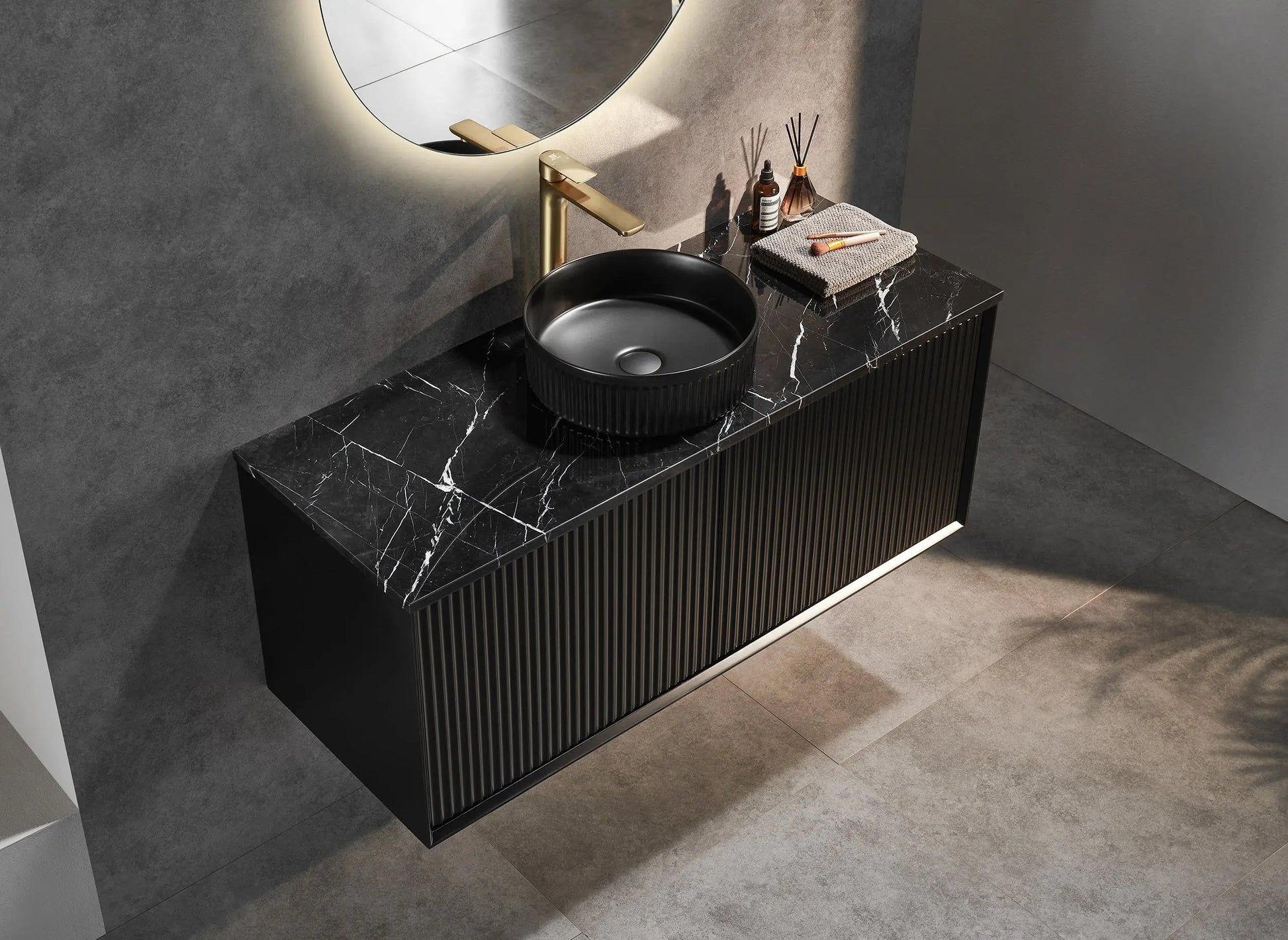 Kirribilli Wall Hung PVC Cabinet 1200mm Matte Black (Single/Double Bowl) - Clearance Poseidon