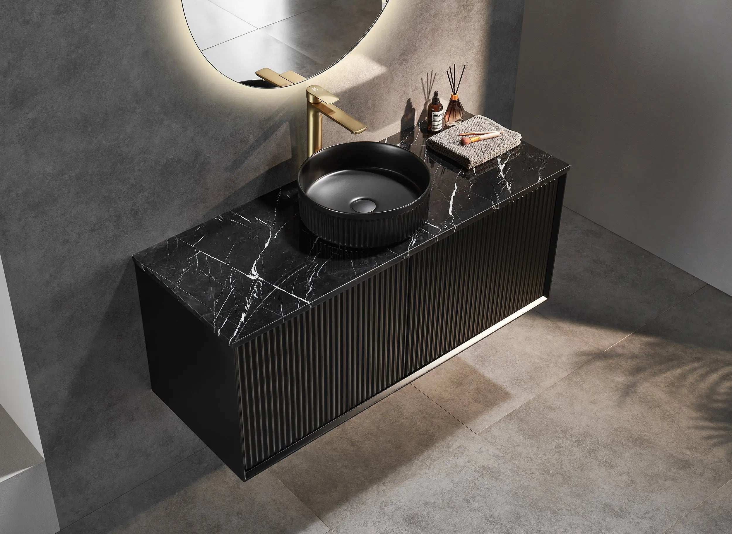 Kirribilli Wall Hung PVC Cabinet 1200mm Matte Black (Single/Double Bowl) - Clearance Poseidon