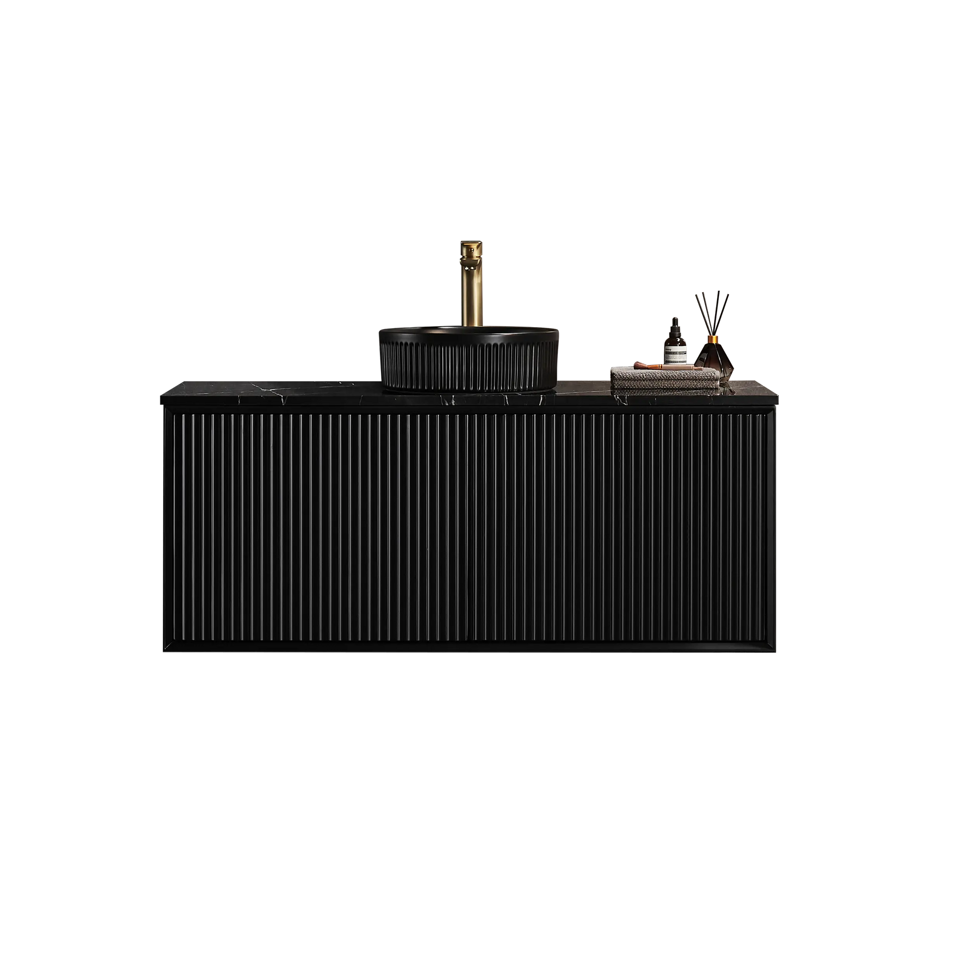 Kirribilli Wall Hung PVC Cabinet 1200mm Matte Black (Single/Double Bowl) - Clearance Poseidon