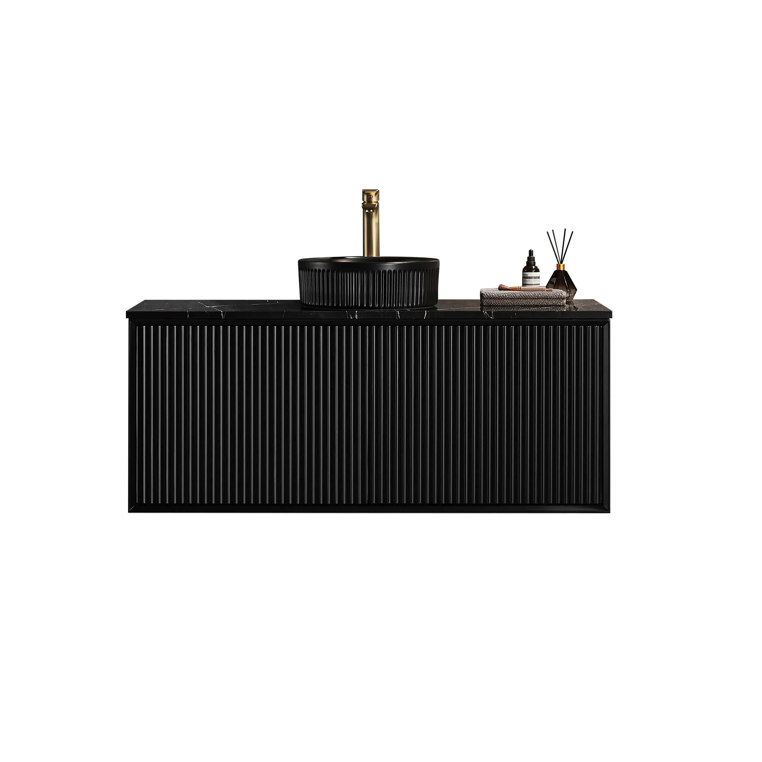 Kirribilli Wall Hung PVC Cabinet 1200mm Matte Black (Single/Double Bowl) - Clearance Poseidon