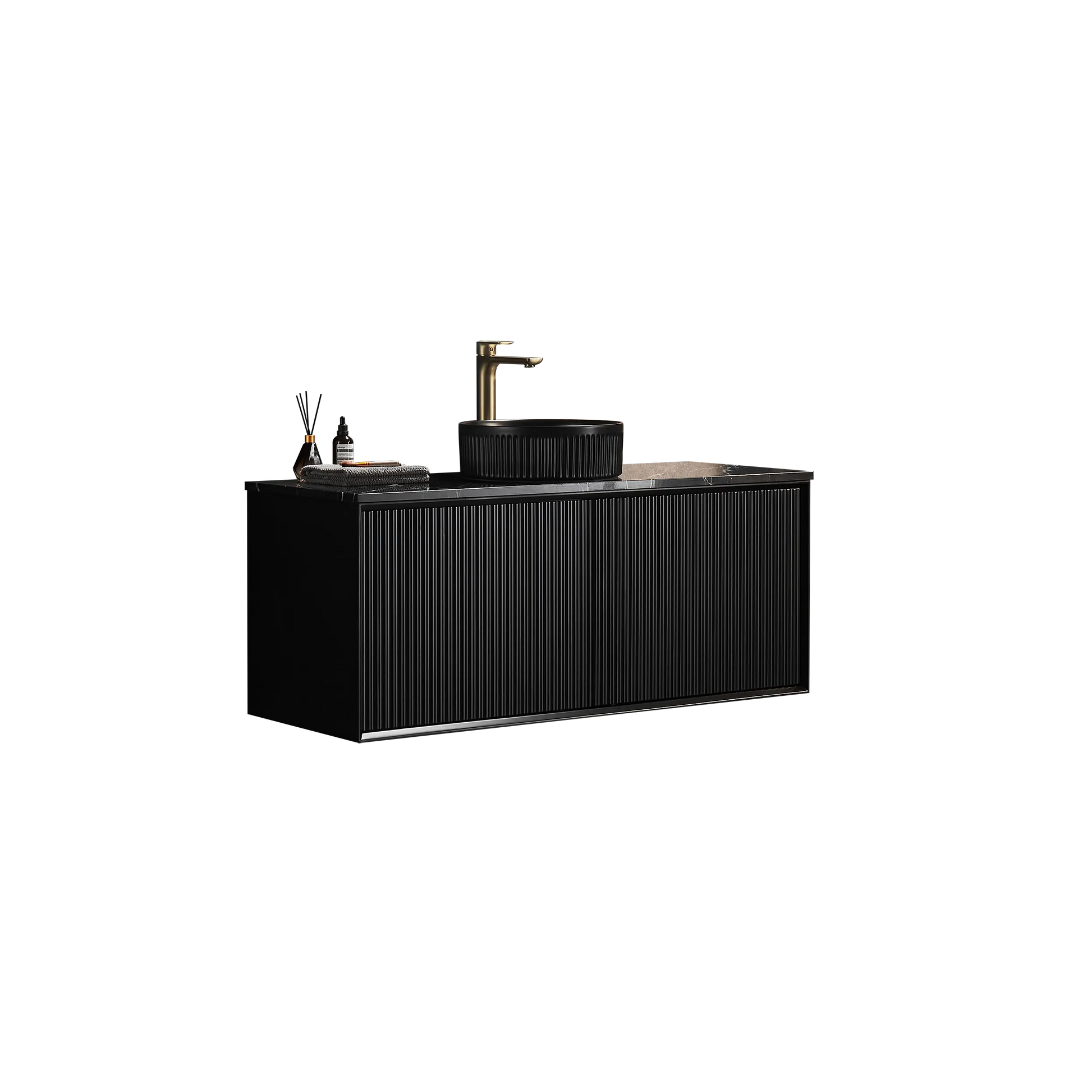 Kirribilli Wall Hung PVC Cabinet 1200mm Matte Black (Single/Double Bowl) - Clearance Poseidon
