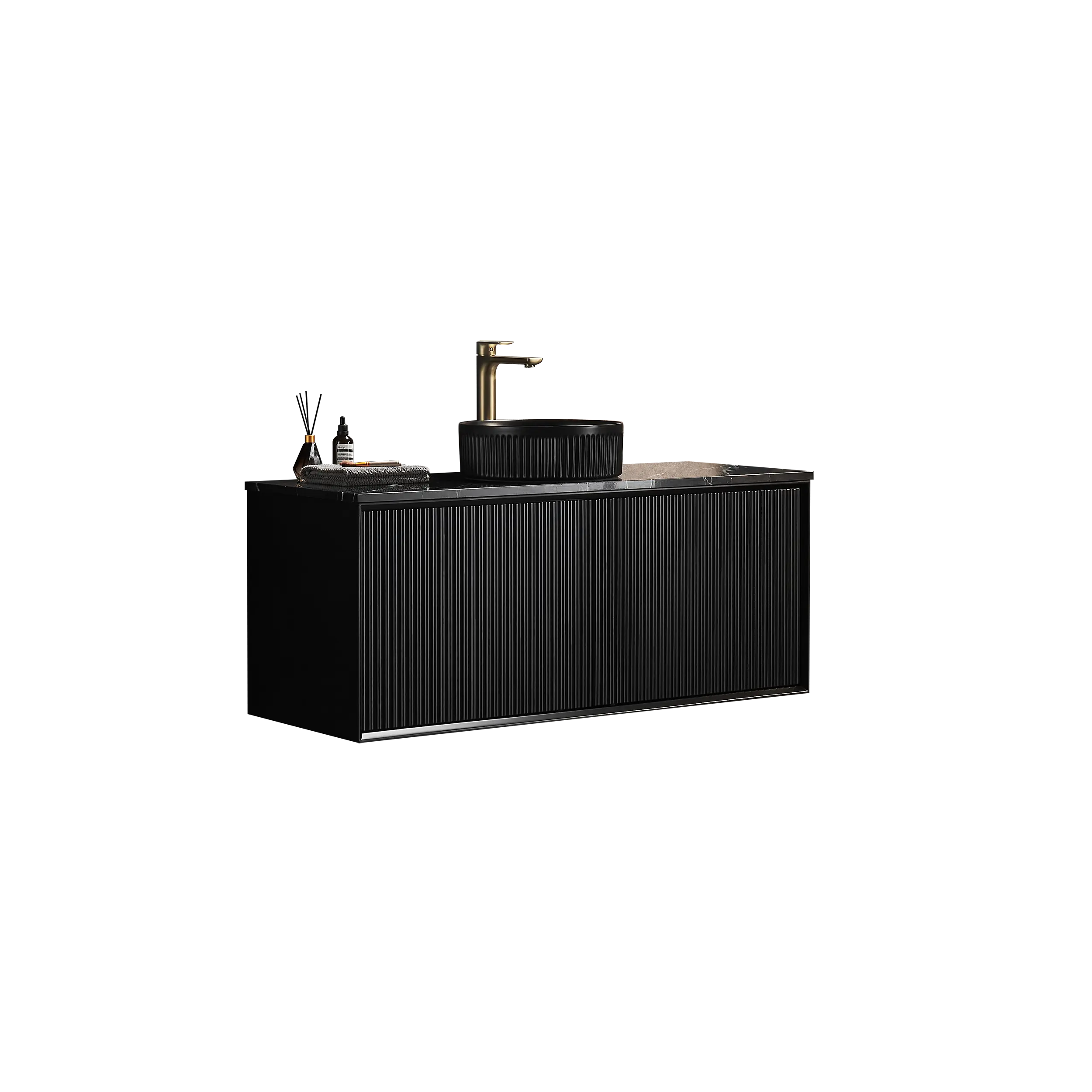 Kirribilli Wall Hung PVC Cabinet 1200mm Matte Black (Single/Double Bowl) - Clearance Poseidon