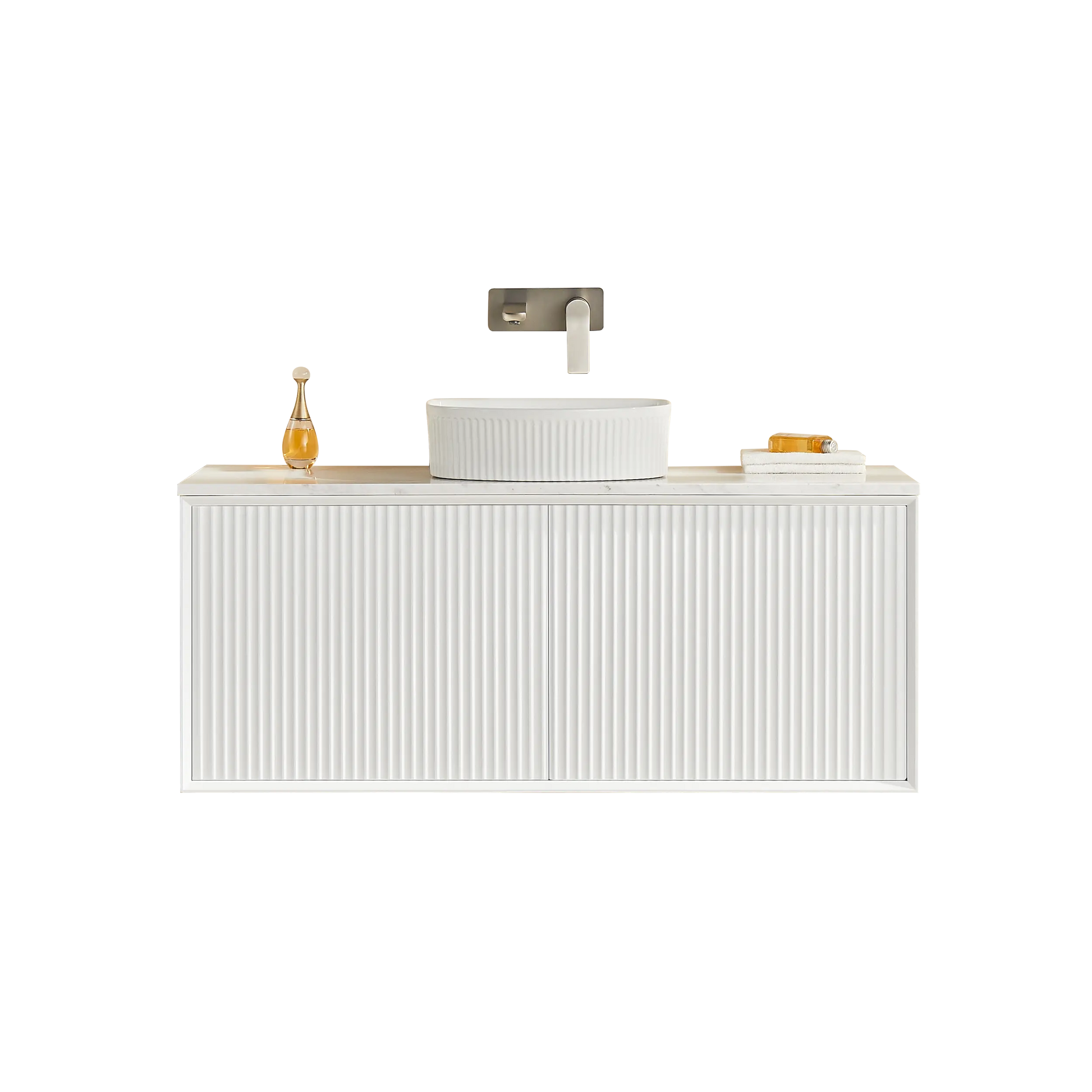 Kirribilli Wall Hung PVC Cabinet 1200mm Matte White (Single/Double Bowl) - Clearance Poseidon