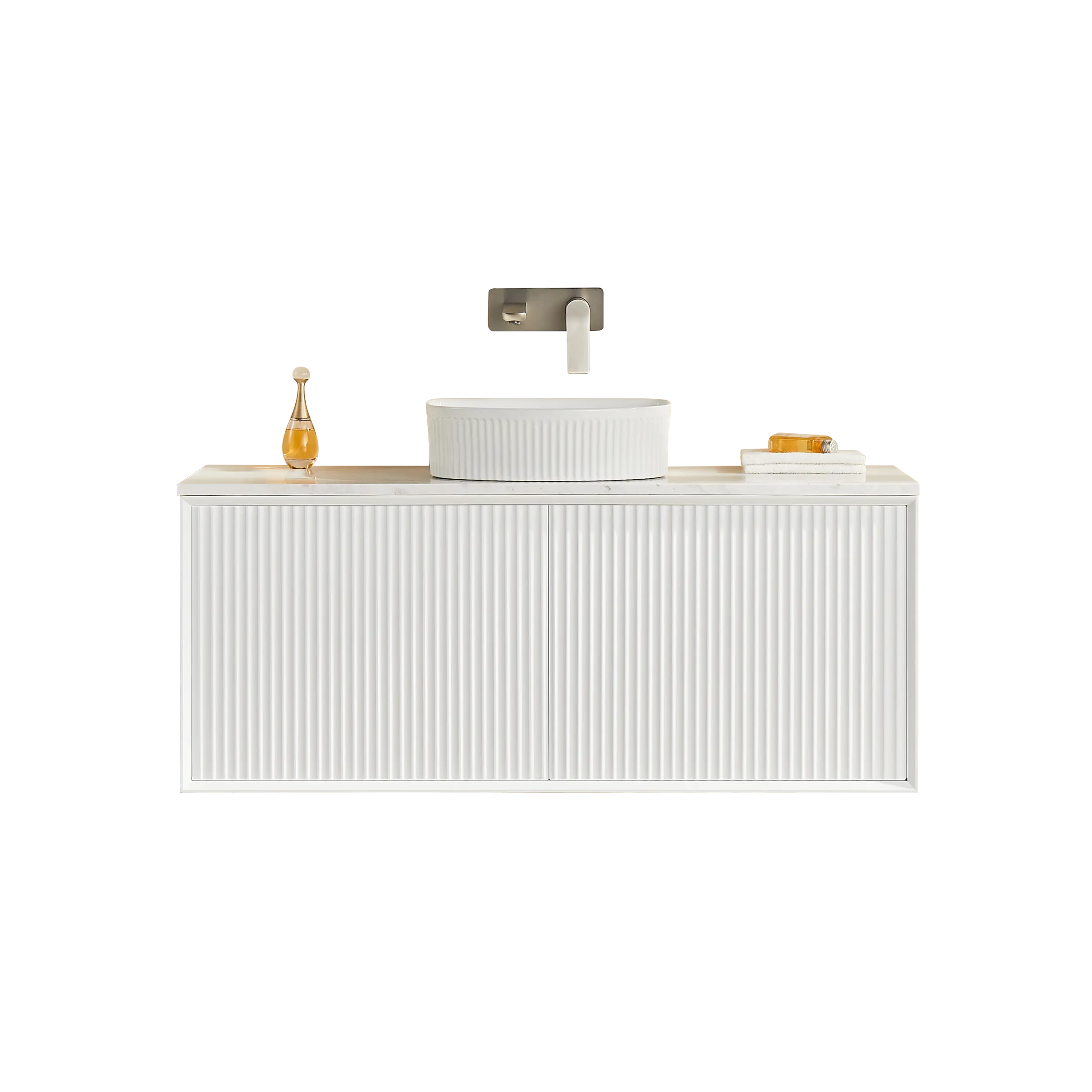 Kirribilli Wall Hung PVC Cabinet 1200mm Matte White (Single/Double Bowl) - Clearance Poseidon