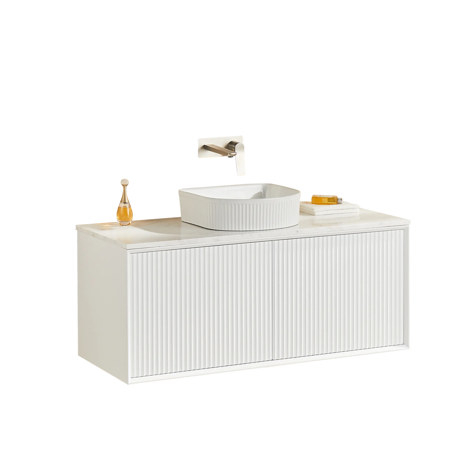 Kirribilli Wall Hung PVC Cabinet 1200mm Matte White (Single/Double Bowl) - Clearance Poseidon