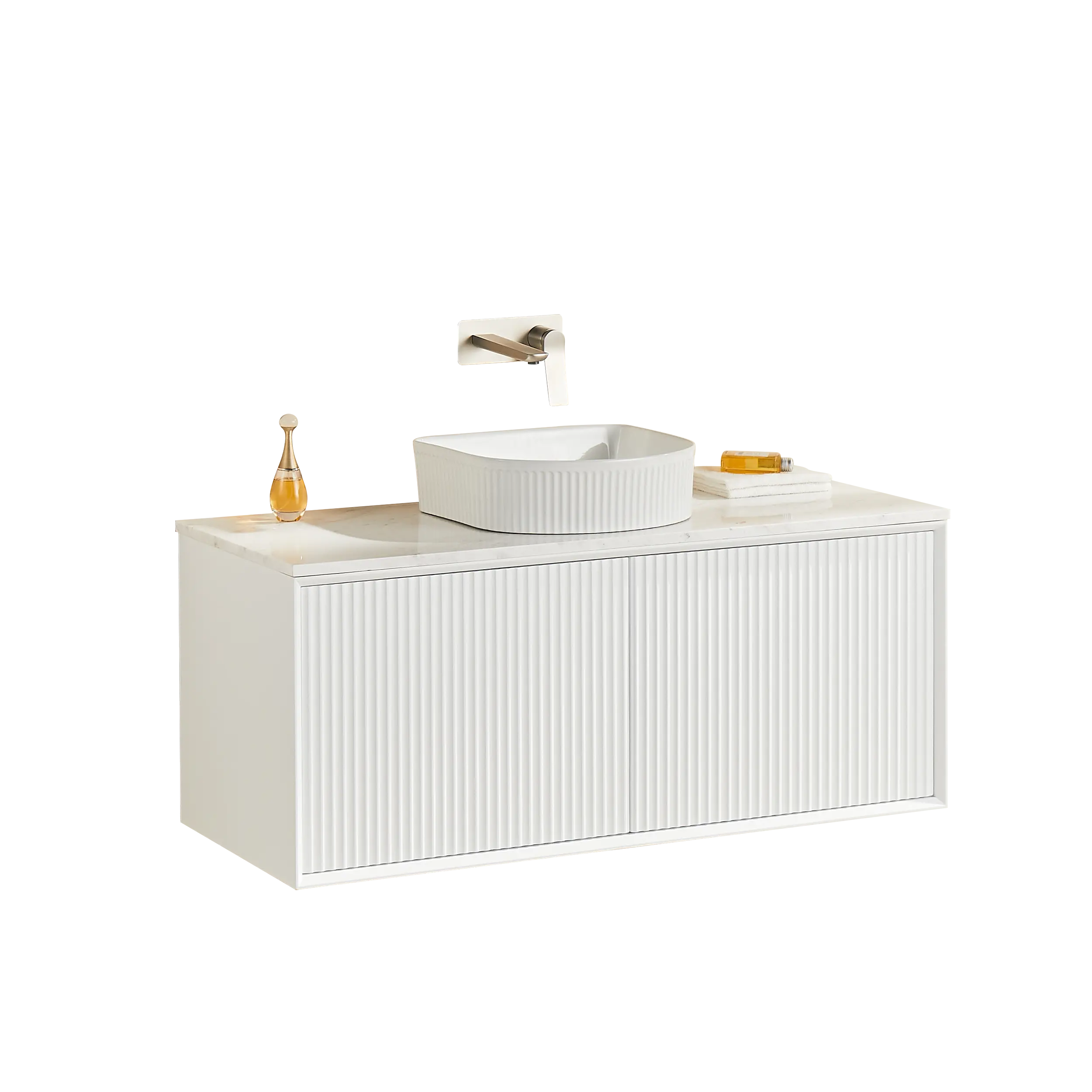Kirribilli Wall Hung PVC Cabinet 1200mm Matte White (Single/Double Bowl) - Clearance Poseidon