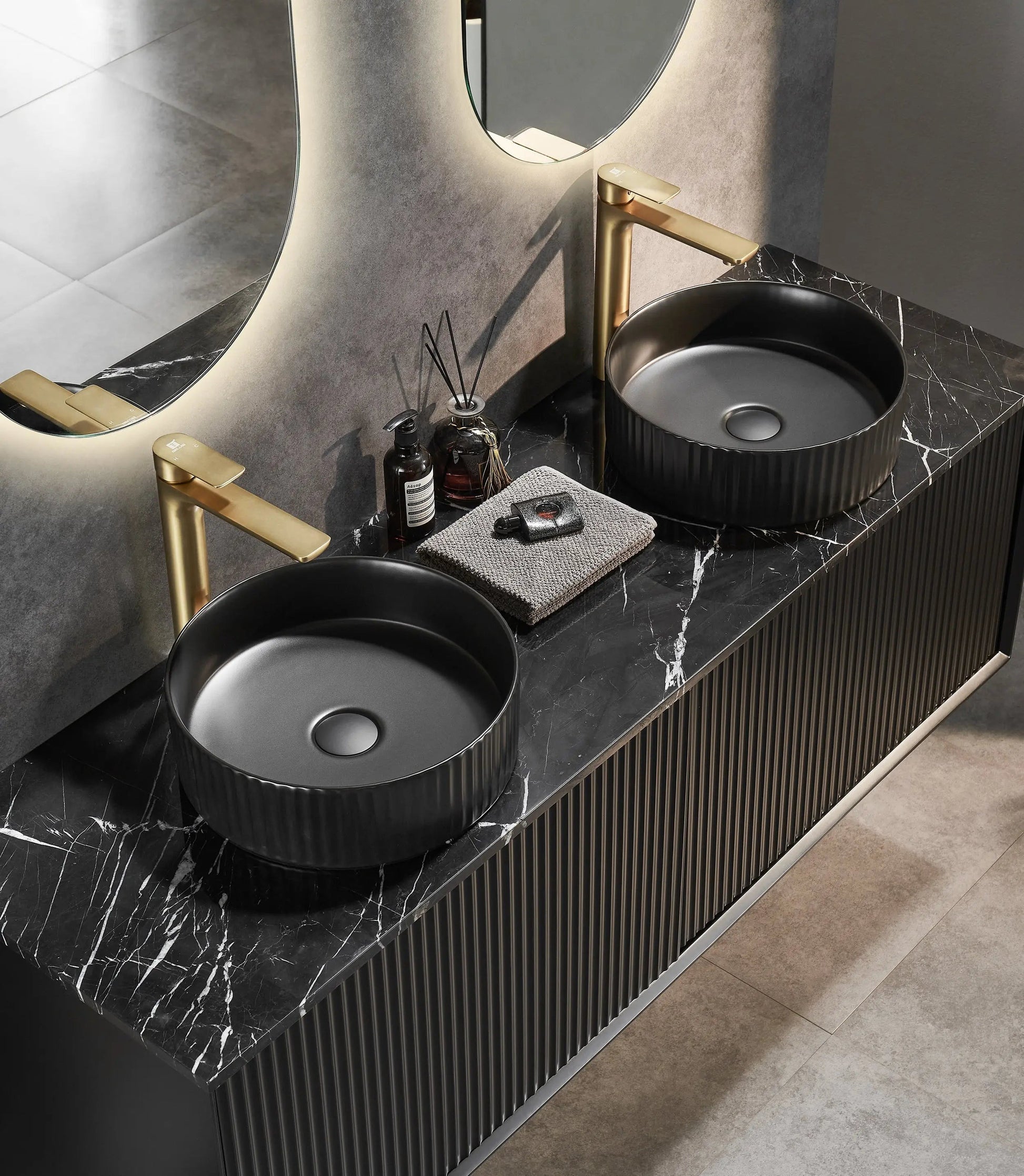 Kirribilli Wall Hung PVC Cabinet Matte Black 1500mm (Single/Double Bowl) - Clearance Poseidon