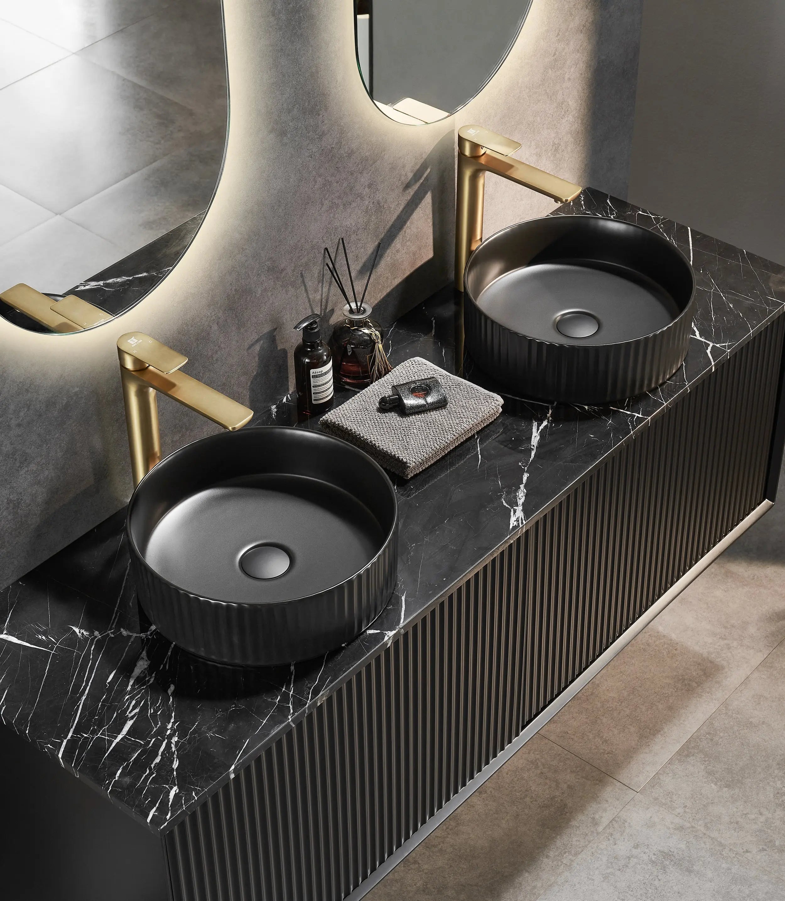 Kirribilli Wall Hung PVC Cabinet Matte Black 1500mm (Single/Double Bowl) - Clearance Poseidon